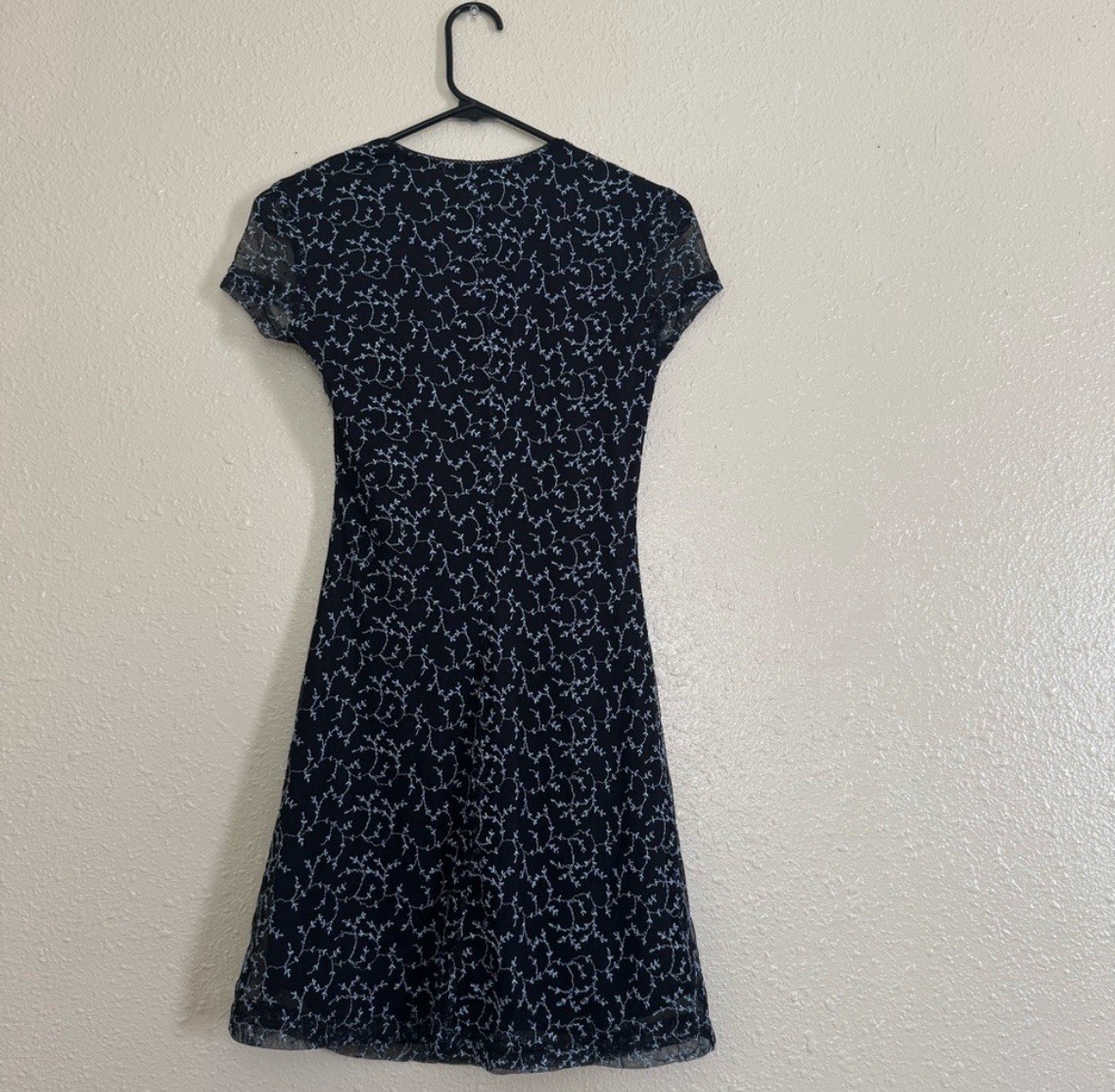 Vintage 90’s Hourglass Embroidered Stitched Stretch Mini Dress Fairycore Cottage