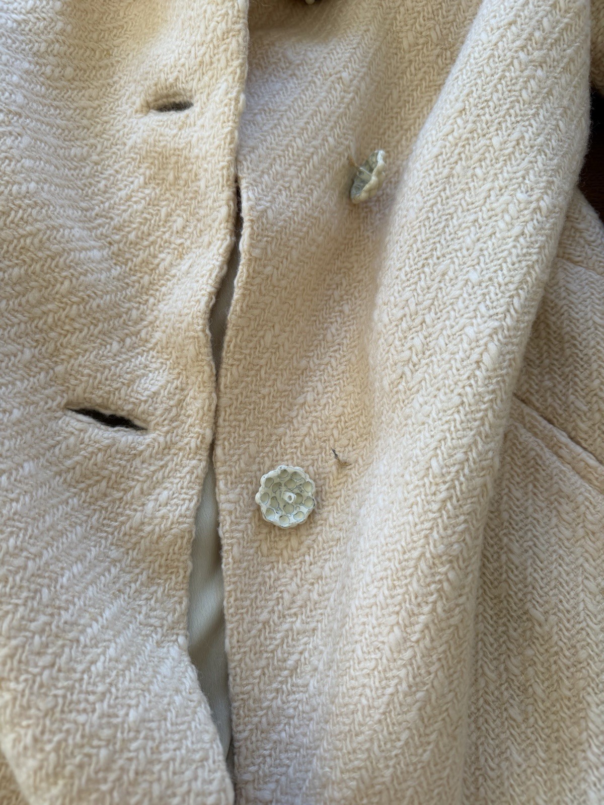 Vintage 1950s 1960s Betti Brent Cream Wool Swing Coat Blonde Mink Fur Collar M