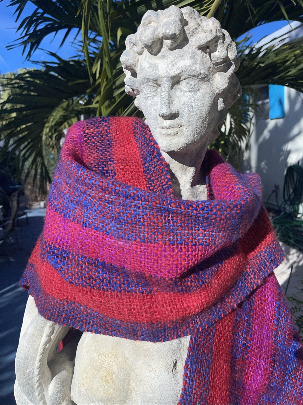 Manos Del Uruguay Handspun Artisan Fringe Poncho Shawl Sweater Knit Blanket Boho
