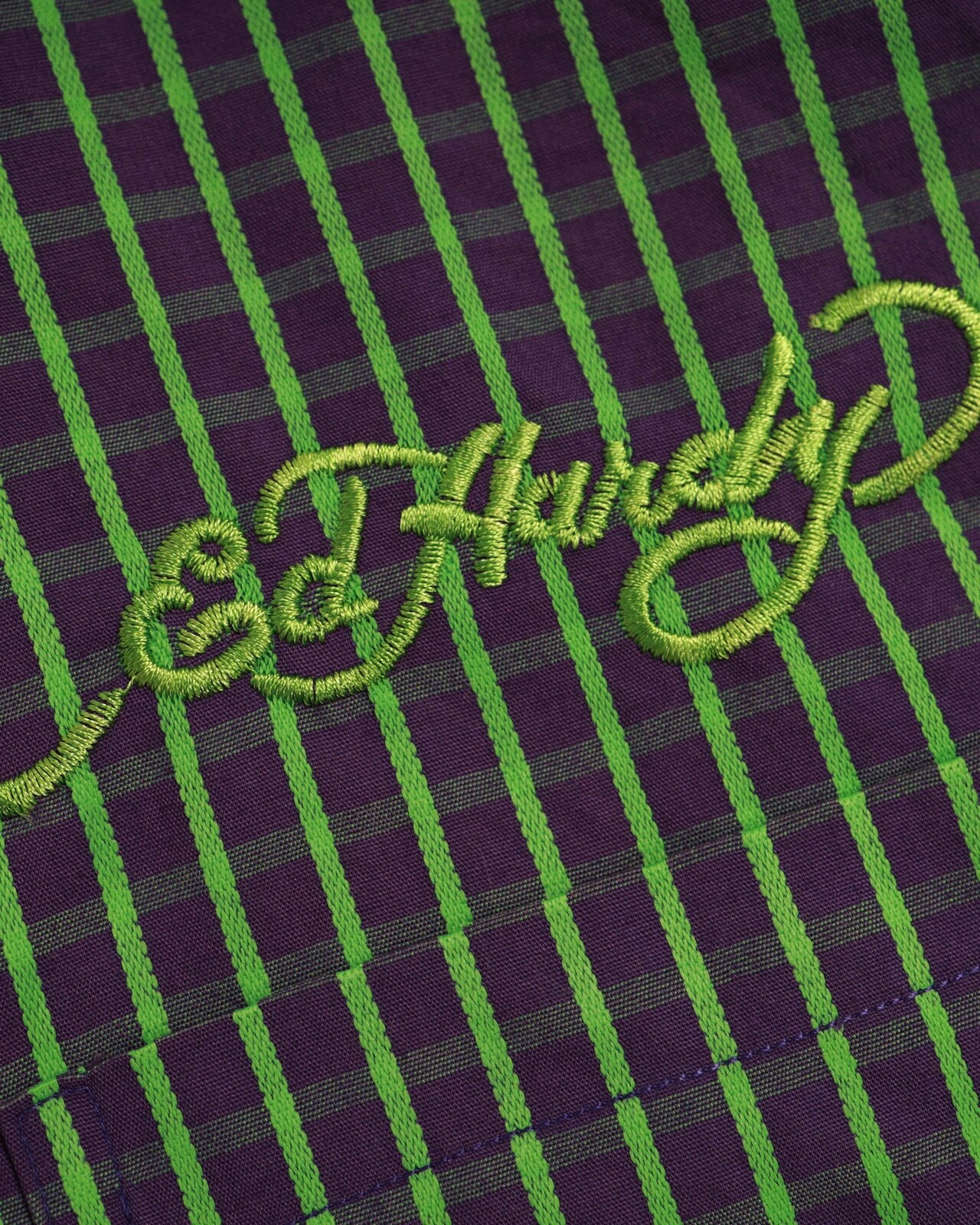 W’ 00s Ed Hardy by Christian Audigier Short Sleeve Checked Shirt 42