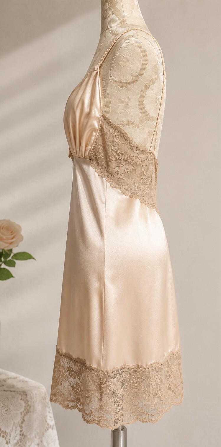 Vtg 60s Nude Lace Mini Slip Dress S Peach Negligee Boudoir Lingerie ILGWU NWT