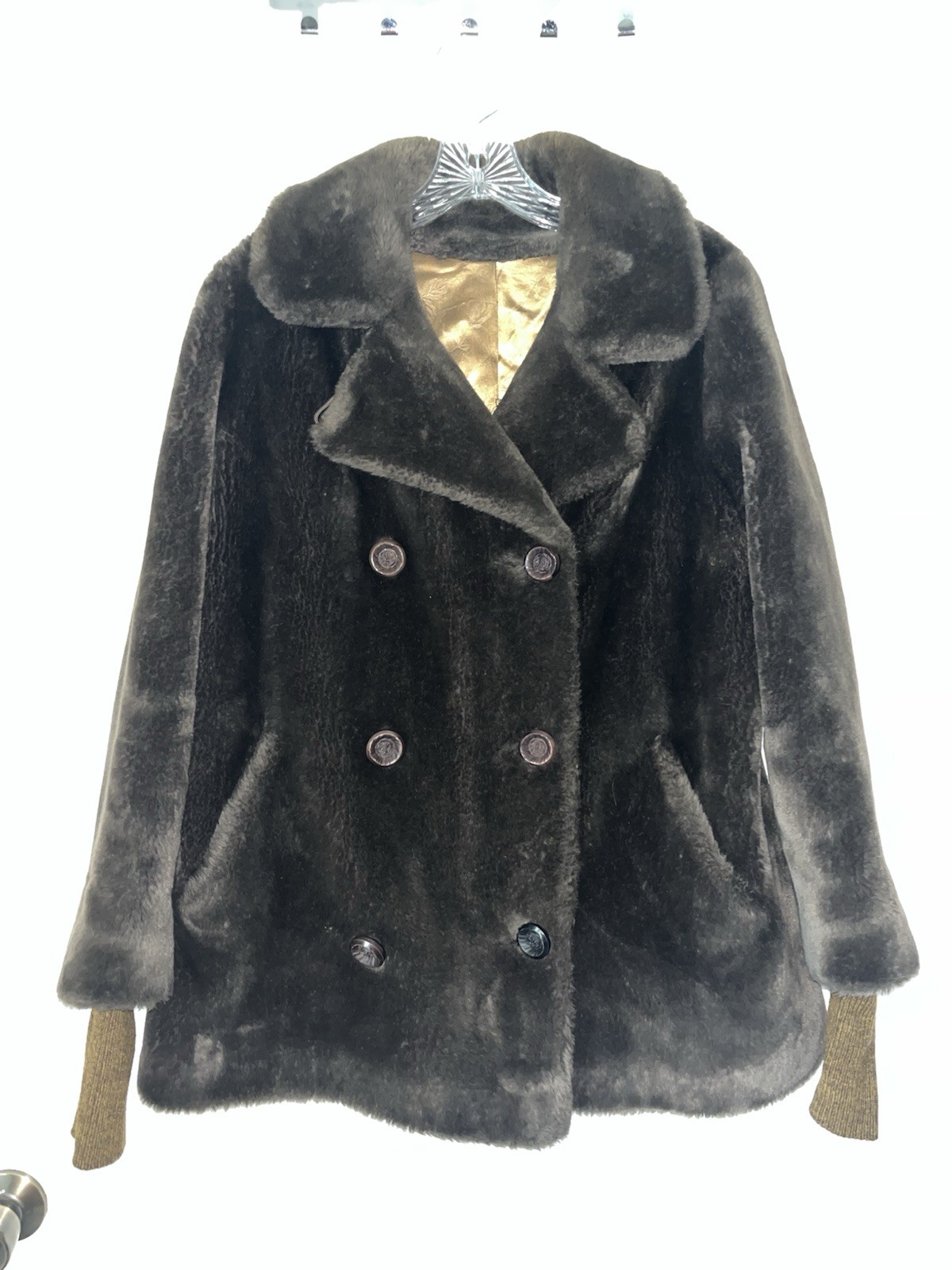 Vintage Borgana Brown Faux Fur Coat Lined Russel Taylor Union Made USA Size 12