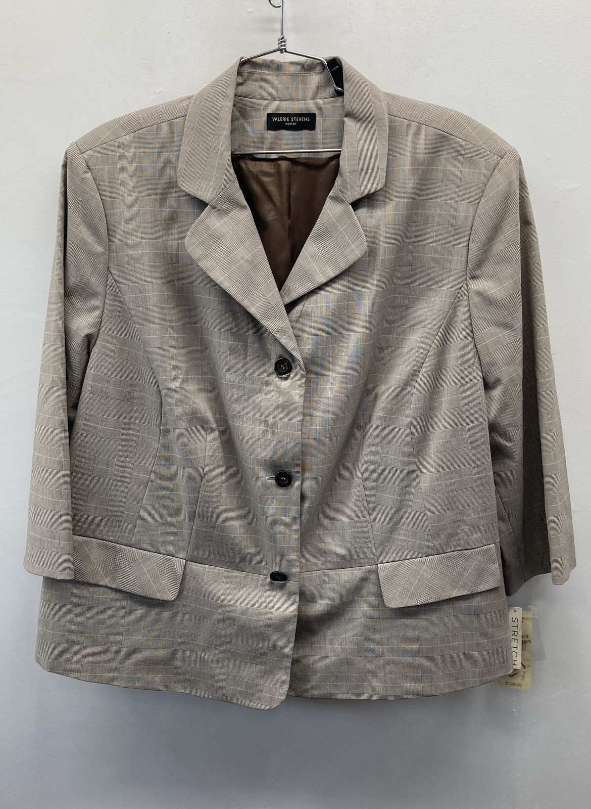 Valerie Stevens Women’s Vintage Y2K Glen Plaid Stretch Blazer Jacket NWT Sz 22W