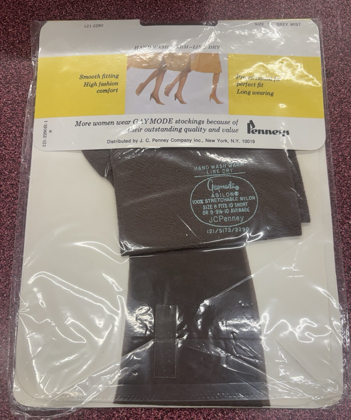 Vintage Agilon Seamless Stockings Grey Mist – Size B /10 Short Pantyhose