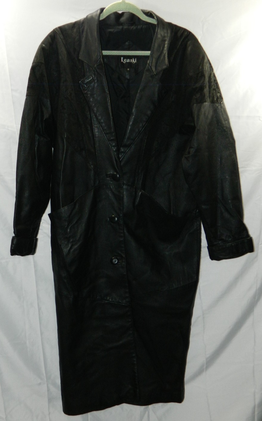 Learsi Genuine Long Leather Jacket Size Medium Vintage 80s