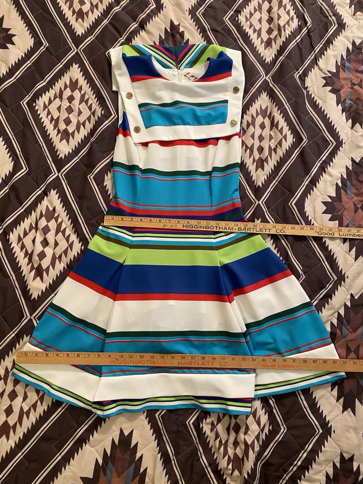 Vintage 60s Jack Needleman Anjac Dress Sailor Mod Midi Striped Women’s Size S/M