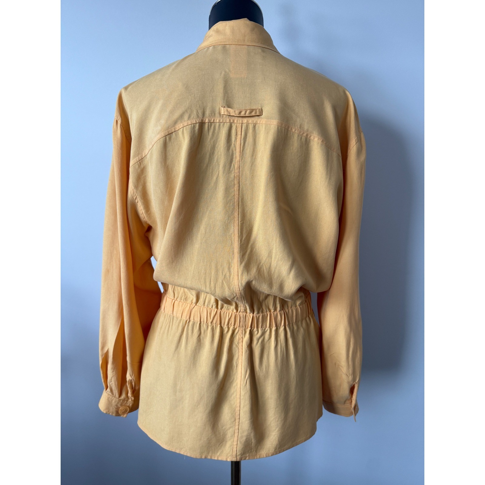 Norton McNaughton Petite Mustard Yellow 100% Silk Wrap Safari Jacket 12P Vintage