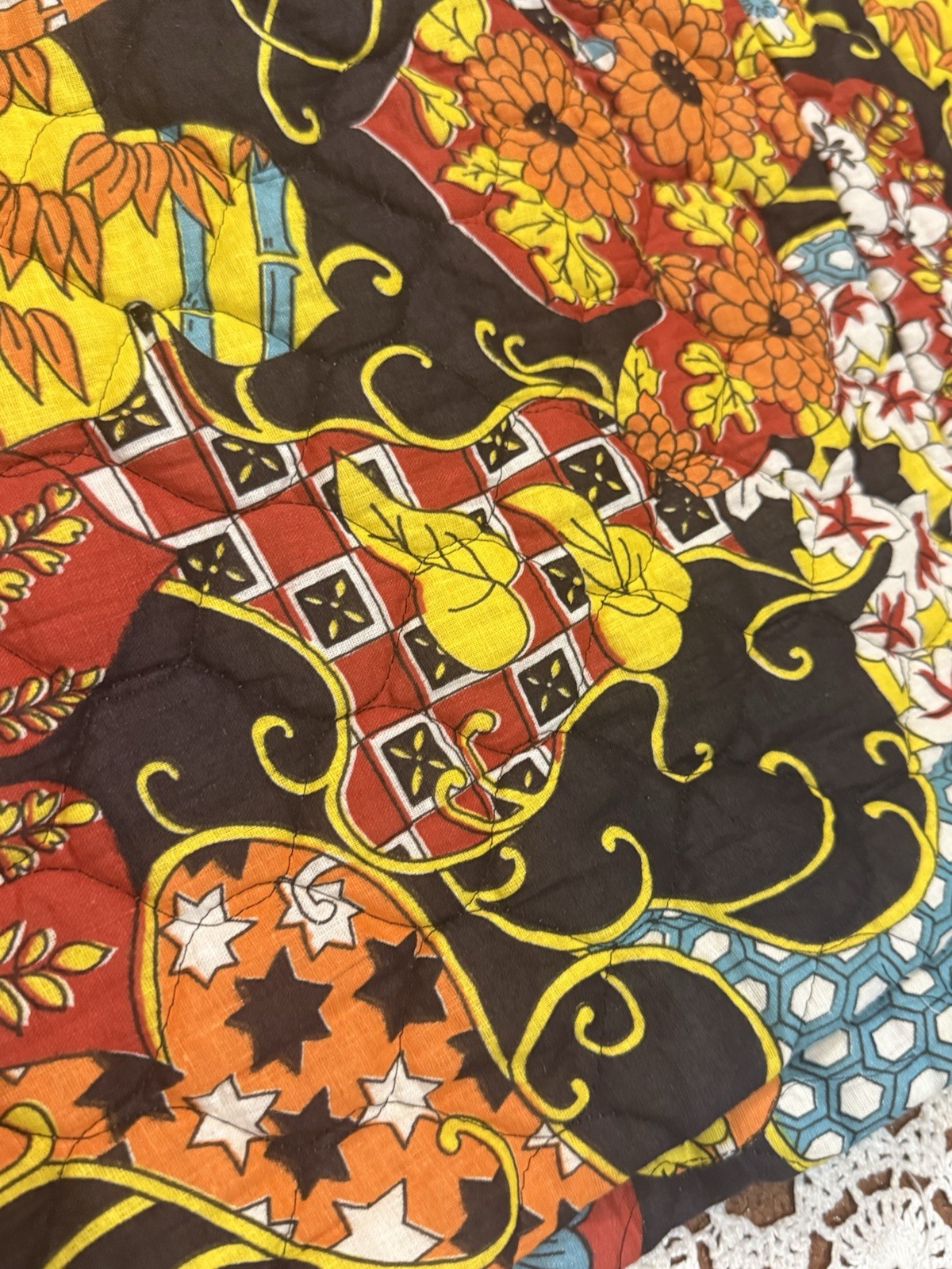 Vintage 60s 70s long sleeve hostess maxi dress Floral Go Go Hippie Boho As Is