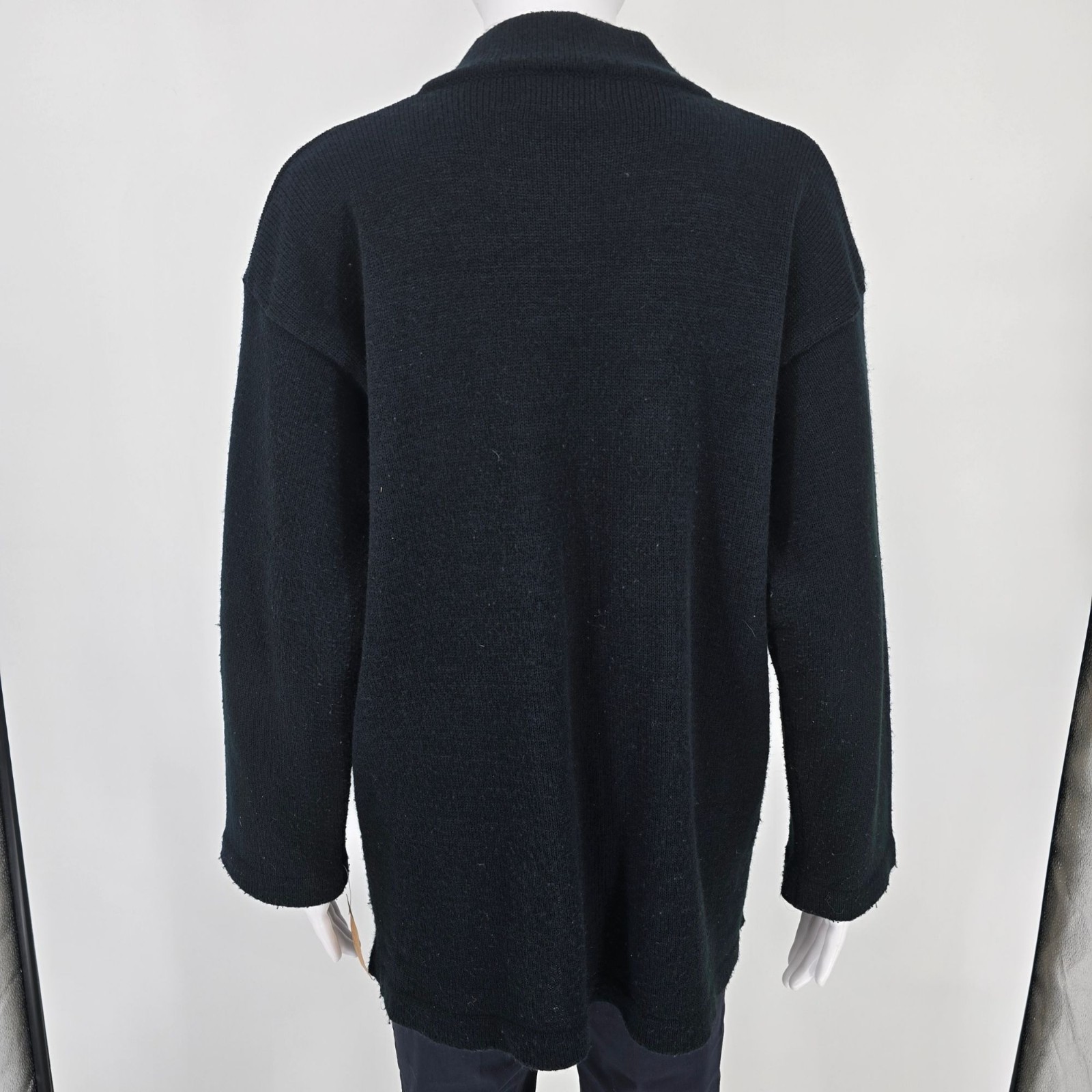 Vintage 1980s Knitivo II Women’s Black Acrylic Open Front Cardigan Sweater (L)