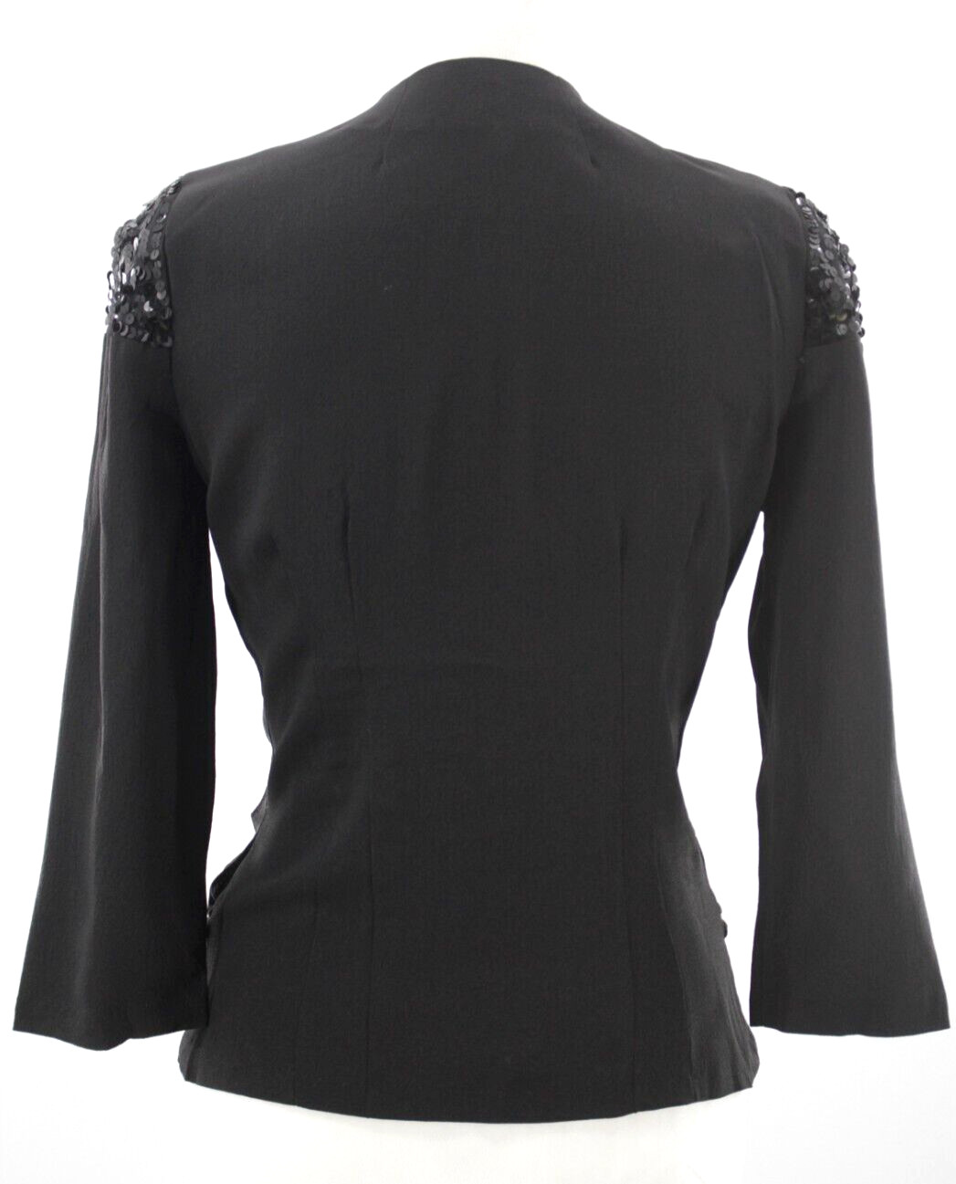 VTG Women’s 40s 2 PC Black Rayon Sequin Top & Skirt Set 1940s S/M Dress Suit
