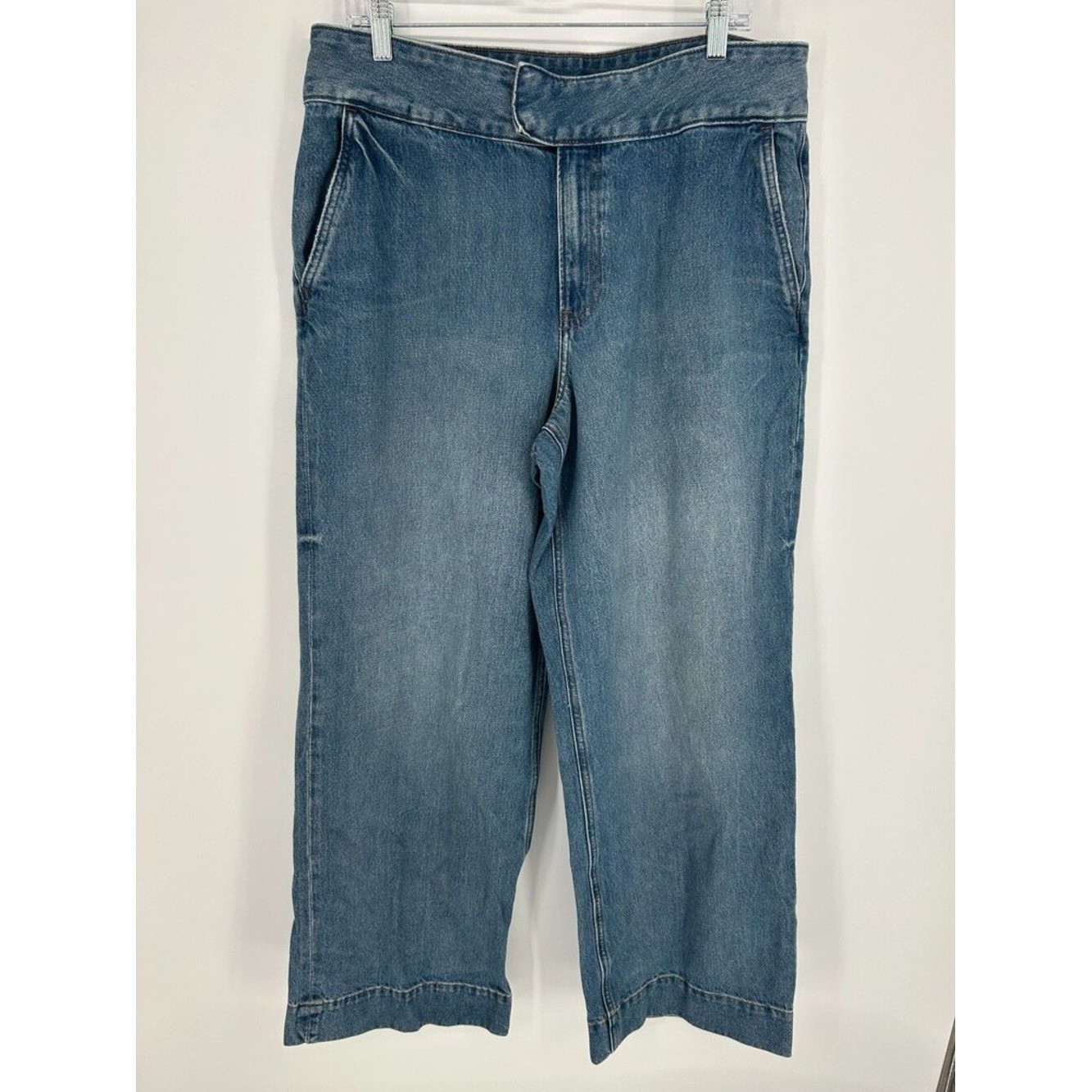Express Wide Leg Jeans 14R High Rise Blue Denim 90s Retro Casual Model Off Duty