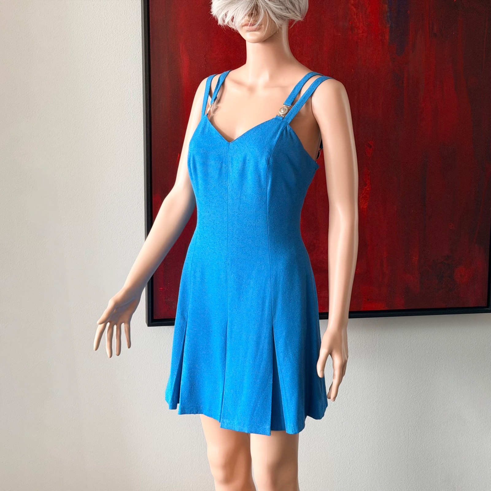 VERSACE JEANS COUTURE 1990s double-strap mini dress in blue size 42