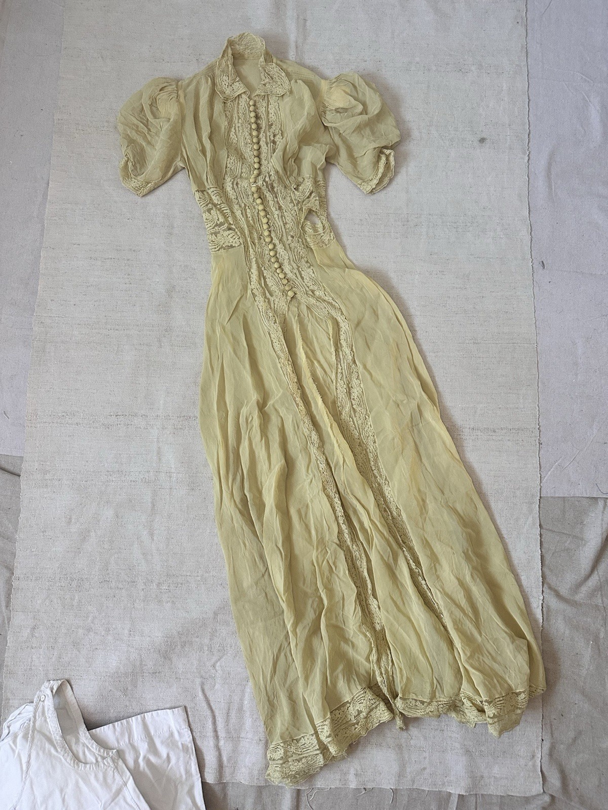 Lot 4 Antique French Silk Rayon Cotton Dress Blouse Resale Xs S M