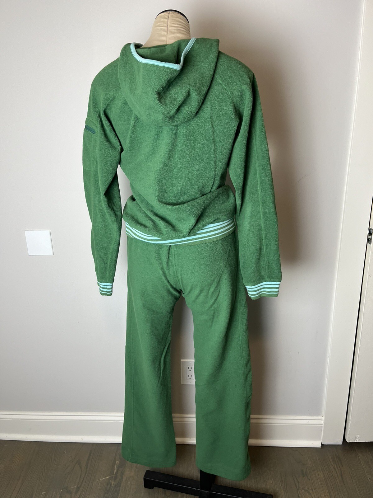 Vintage Patagonia Rhythm Fleece Hoodie Pant Set Small Green Blue Y2K Rare HTF