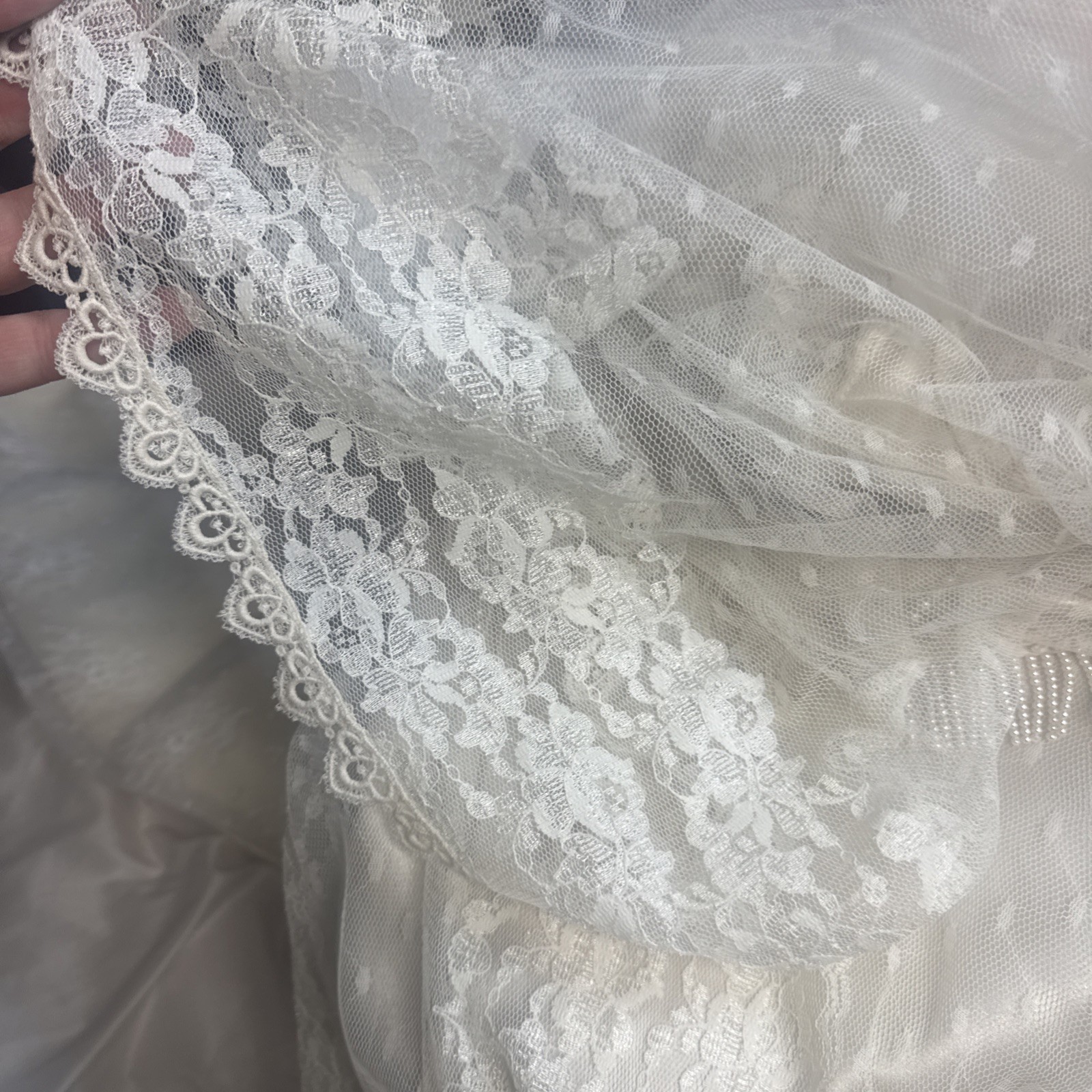 Vintage 80s Lorrie Kabala Lace Dress Bell Sleeve Boho Bridal New Size S M 8 Prom