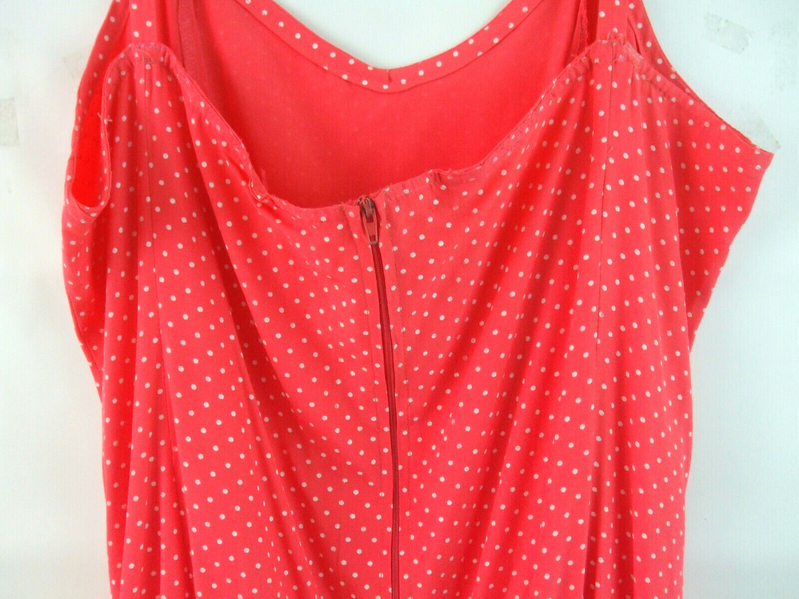 Vintage Women’s 8 Hand Made Strap Sundress Red White Dot Sleeveless Back Zipper