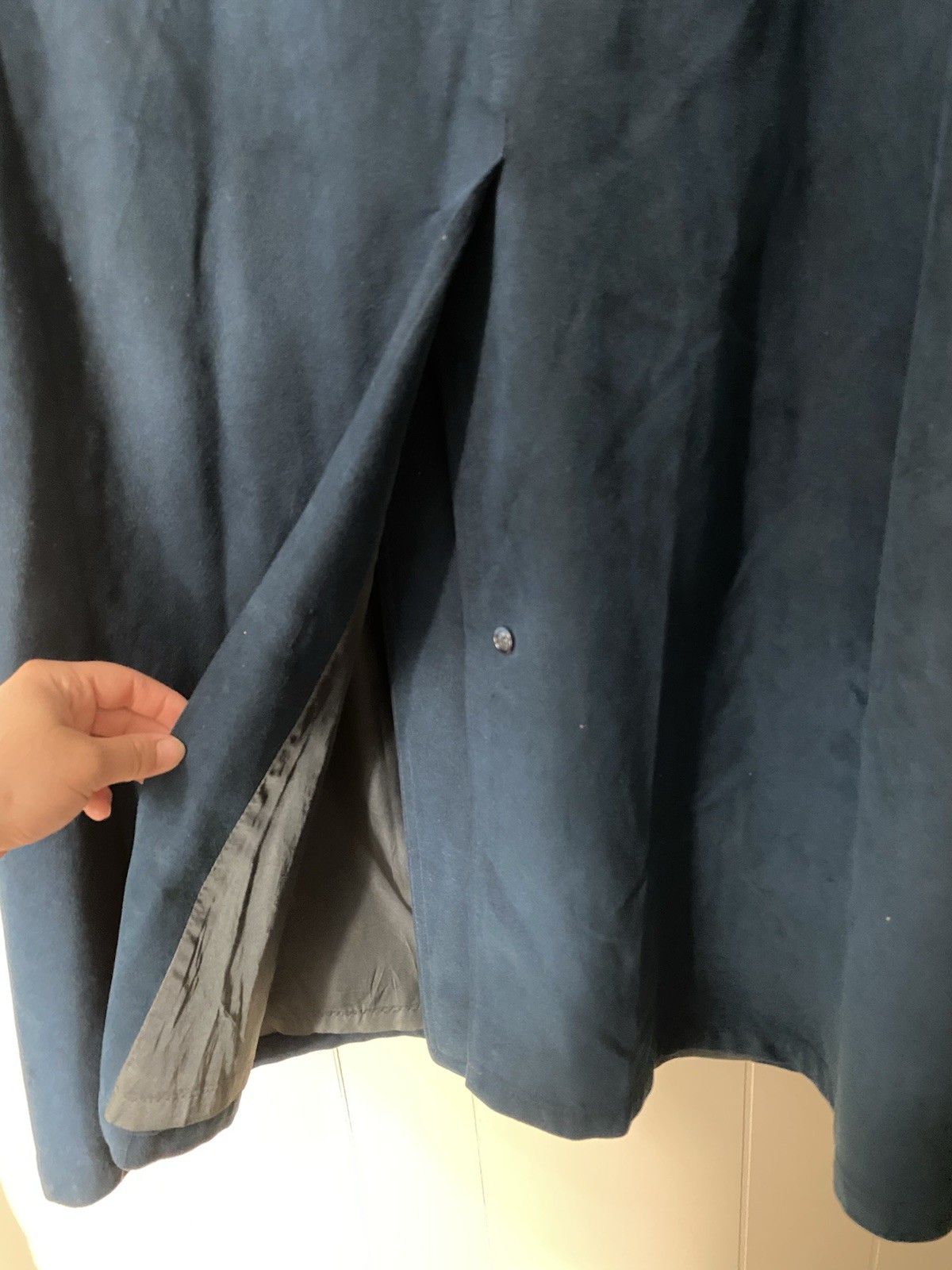 Vintage Blue Suede Trench Coat Women’s Size 44 Jeffrey Banks For Lakeland