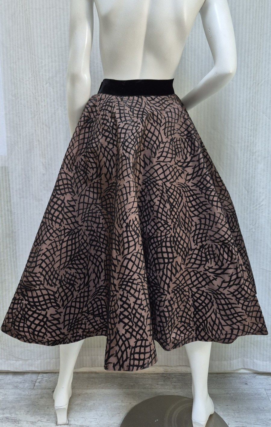 Vintage 50s Atomic Joe Davidson Originals Flocked Circle Skirt MidCentury – M/L