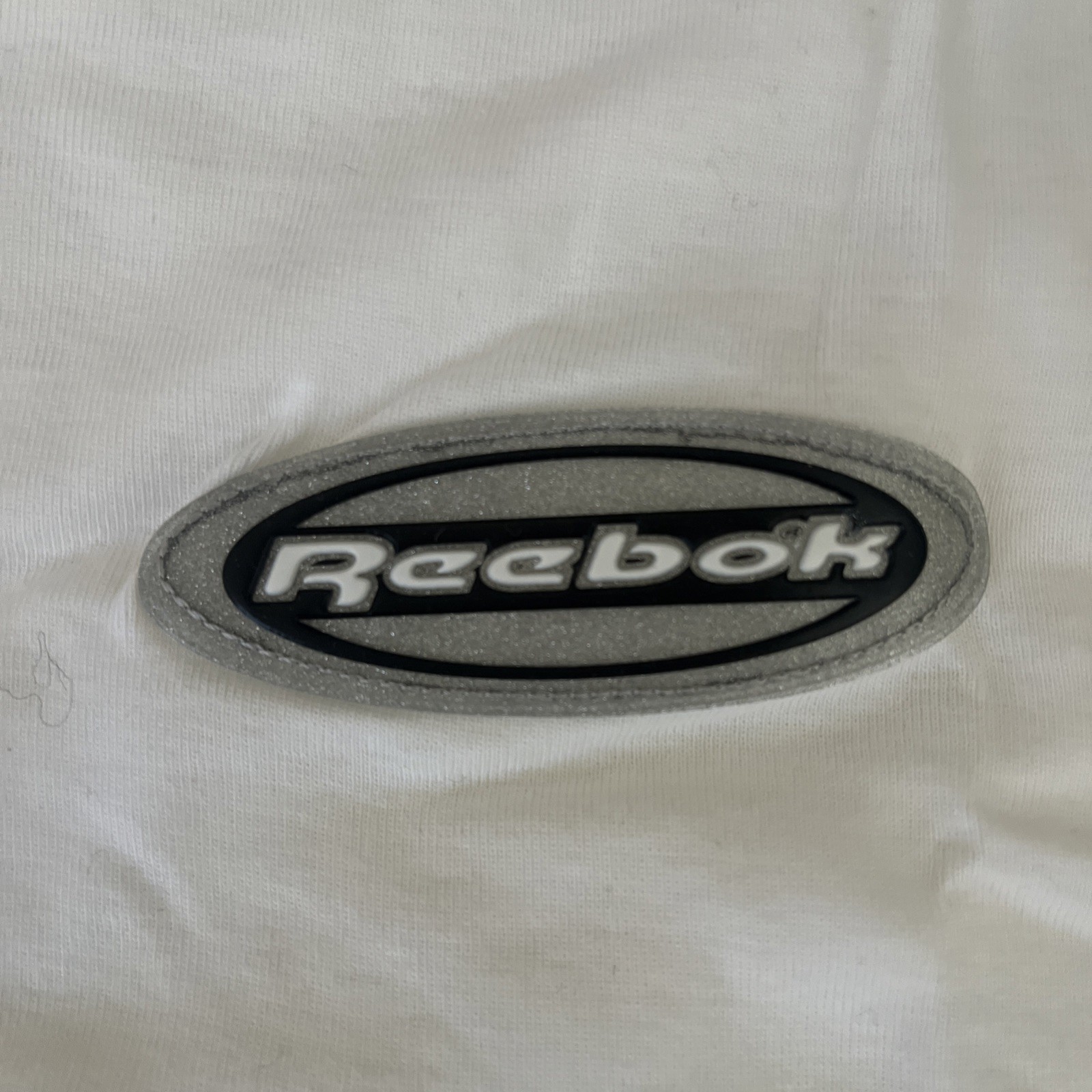 Reebok Womens T Shirt Top Vintage Spell Logo Patch Y2K USA White Large
