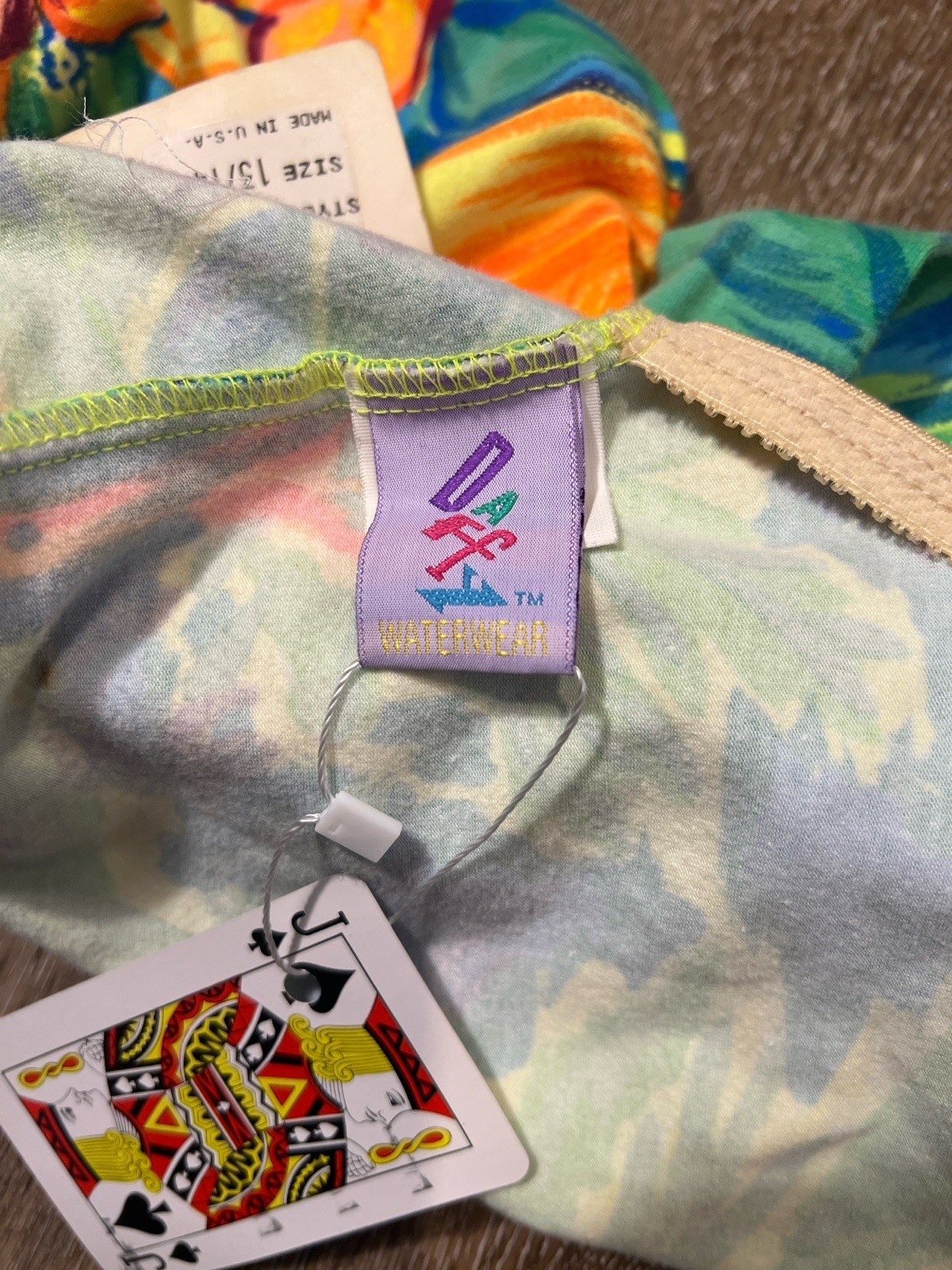 Vintage 1990s Deadstock Neon Hawaiian Criss-Cross Palm Swimsuit
