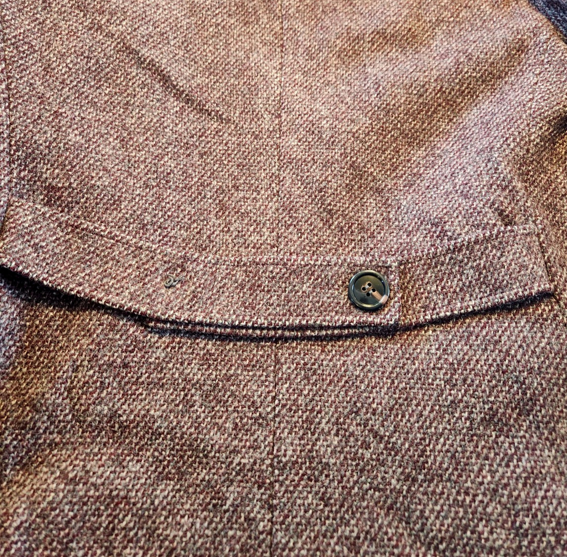 Vtg Bromleigh Burgundy Wool Tweed Double- Breasted Coat Women’s 40″ bust (no sz)