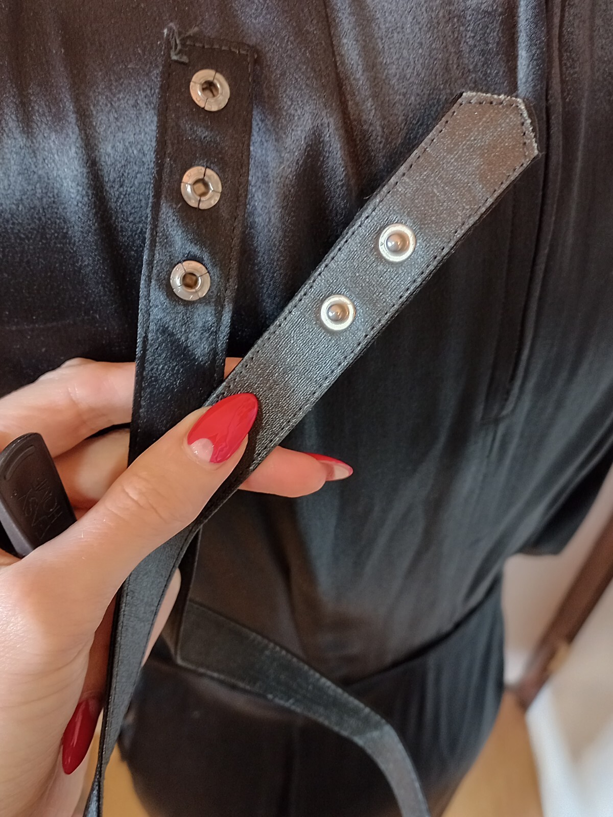 Vintage 1940s Glossy Black Satin Charmeuse Femme Fatale Film Noir Dress XS