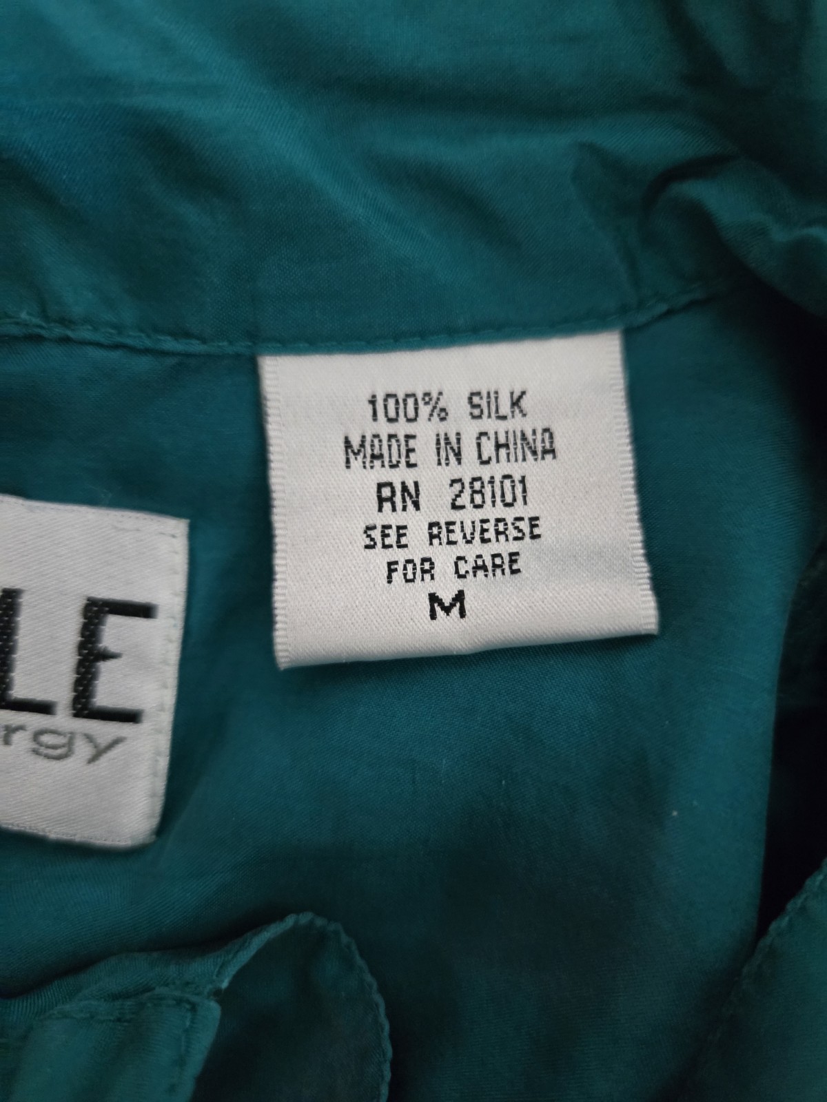 Vintave Shirt Joule Energy Teal Green/silk/sizeM/blouse/pocket/button/longsleeve