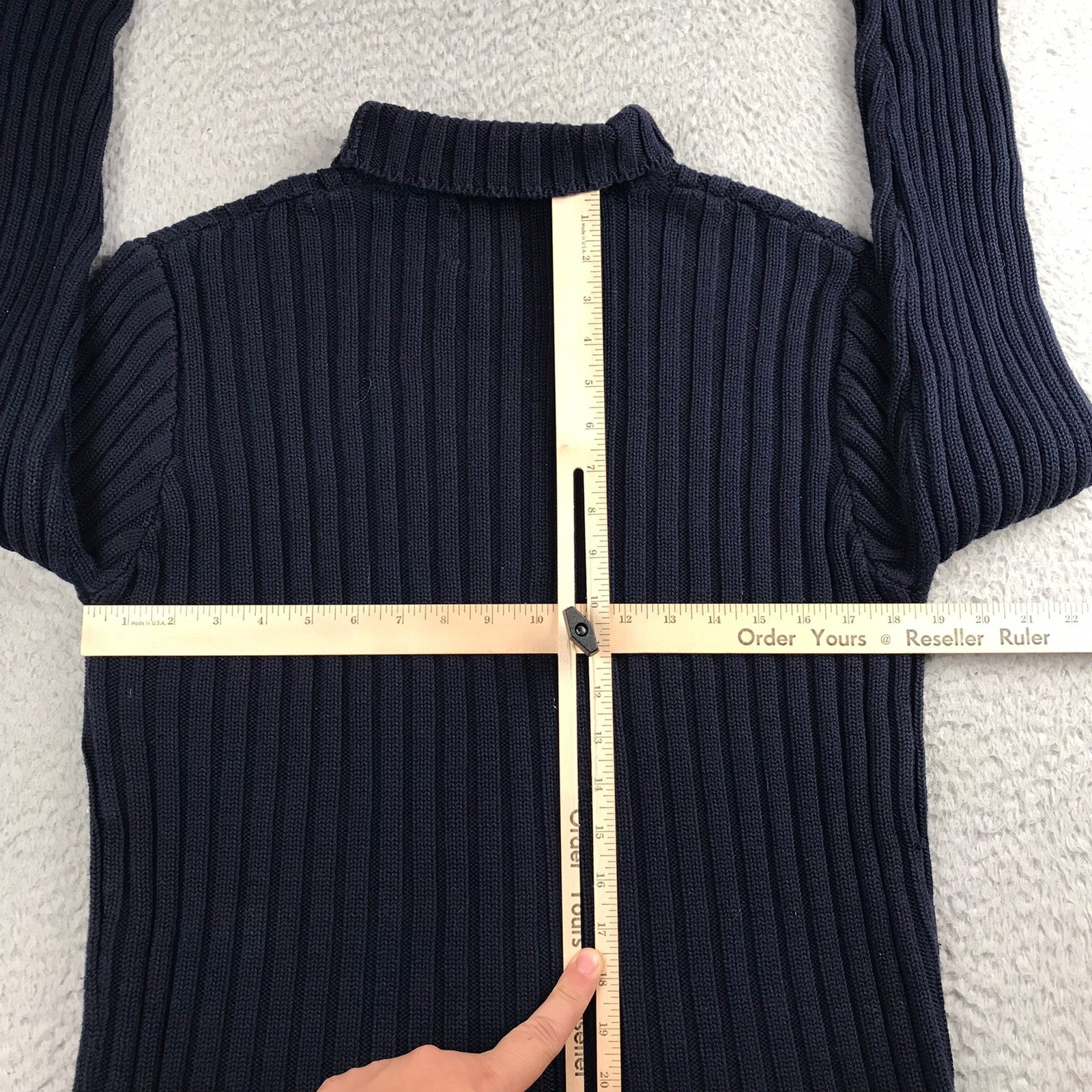 Vintage 90s Abercrombie & Fitch Turtleneck Sweater Womens M Navy Ribbed Knit