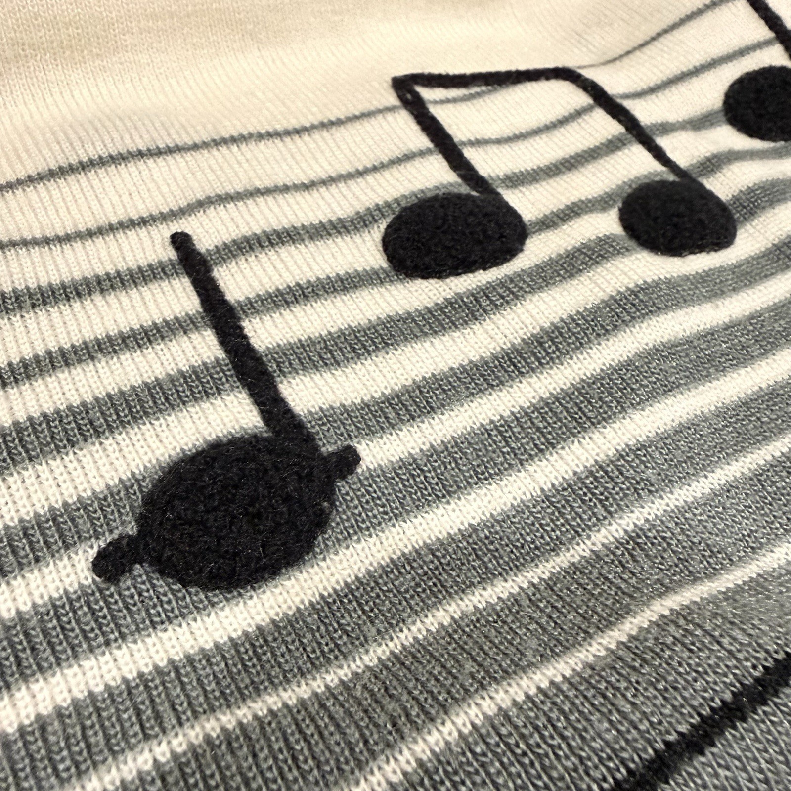 Vintage Cyn Les Shirlee Designs SWEATER Embroidered MUSIC Teacher NOTES XS/S