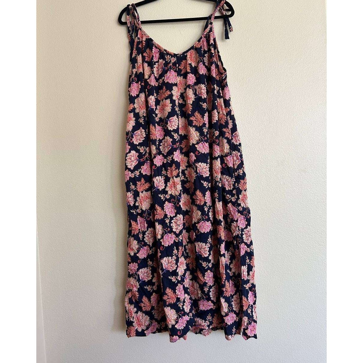 Old Navy Tie-Shoulder Tasseled Floral Print Boho Maxi Sundress Cottagecore