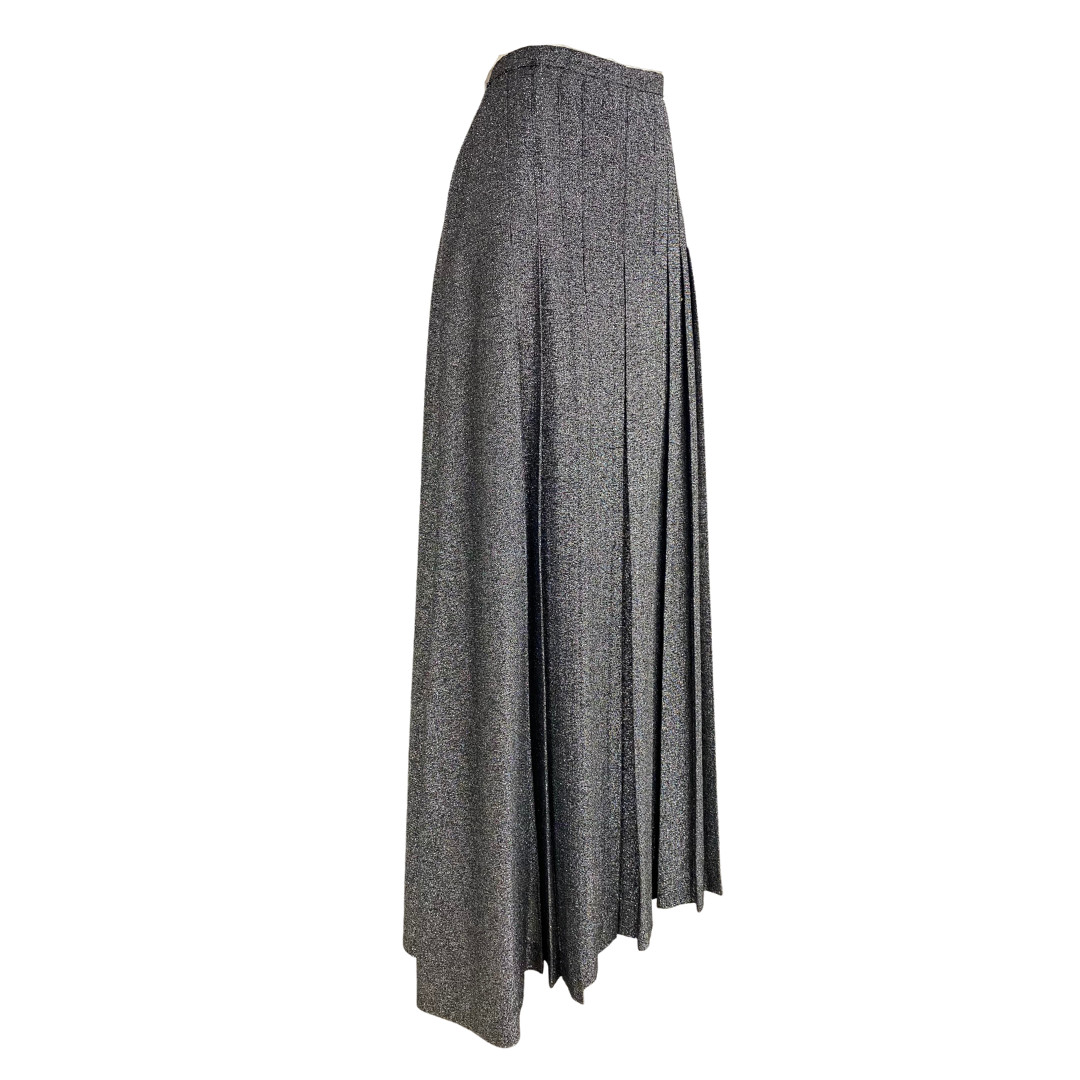 Vtg Vintage 1970s 70s Disco Era Glam Metallic Silver Geoffrey Beene Maxi Skirt
