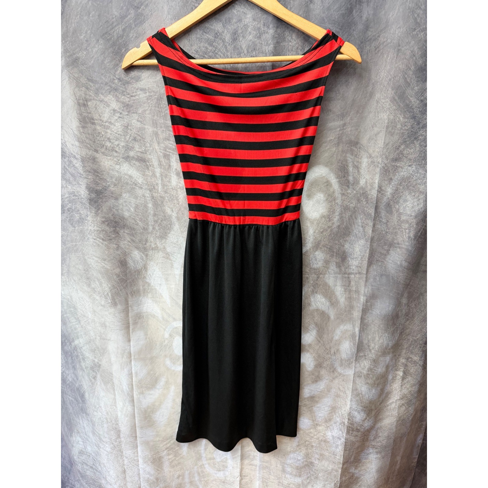 Vintage Climax David Howard Red Black Striped Sleeveless Dress Size 3/4 Retro