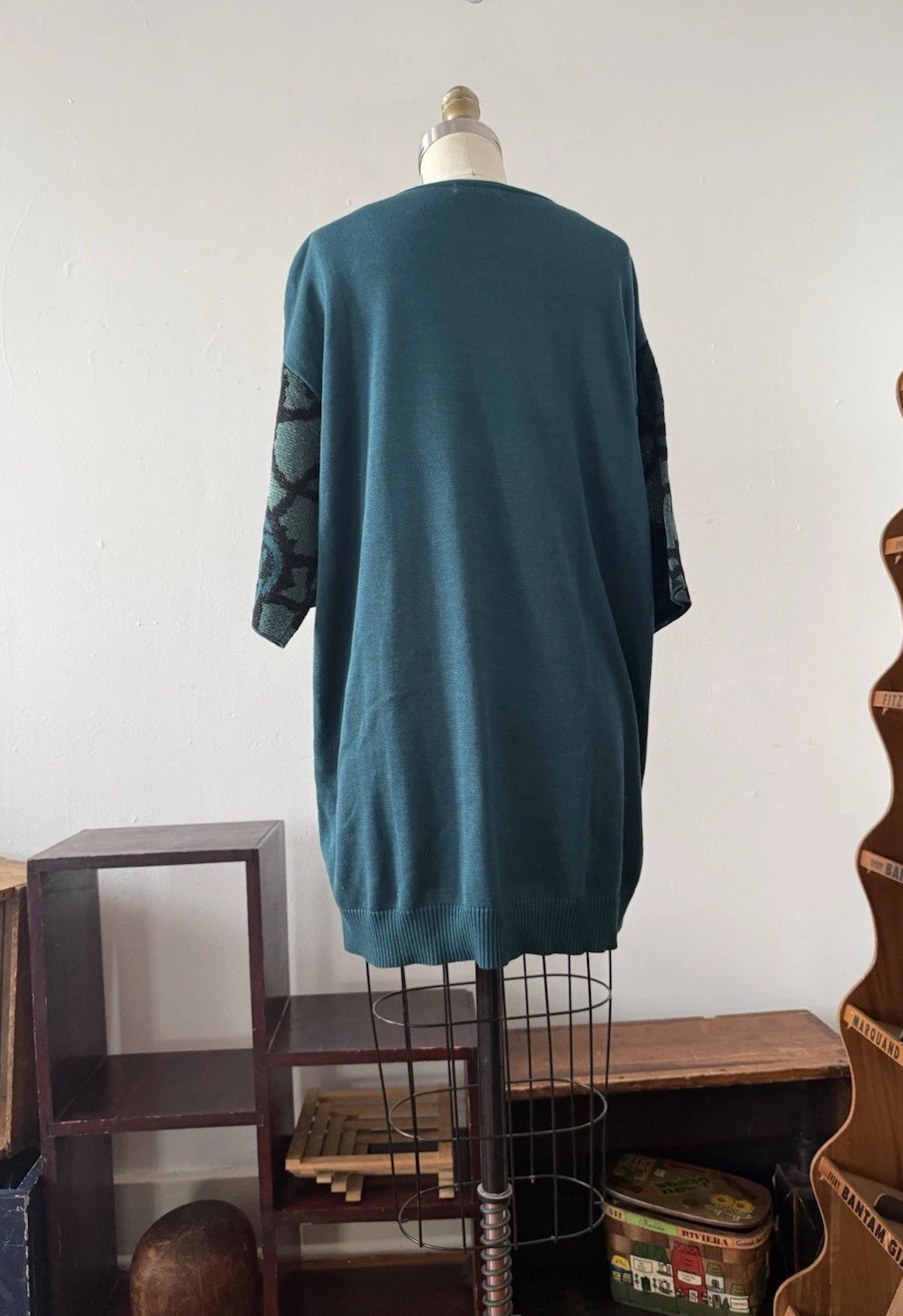 Vintage Dries Van Noten Rose Jacquard Knit Oversized Sweater/Tunic Avant Garde