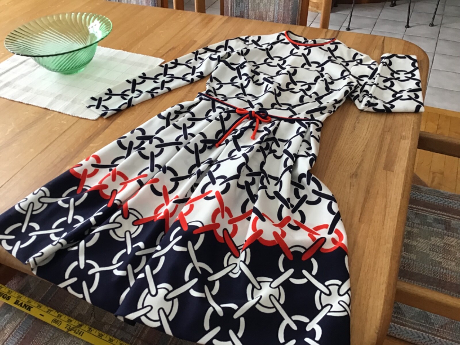 Vintage 70’s SHADY LANE for Jonathan Logan Op Art Rings Mod Midi Dress Size 9/10