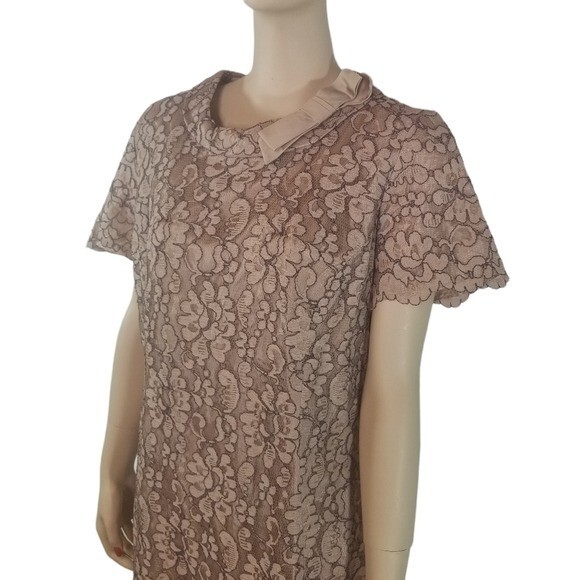 Vtg 60s Jackie O Mod Peter Pan Collar Lace MCM dress formal
