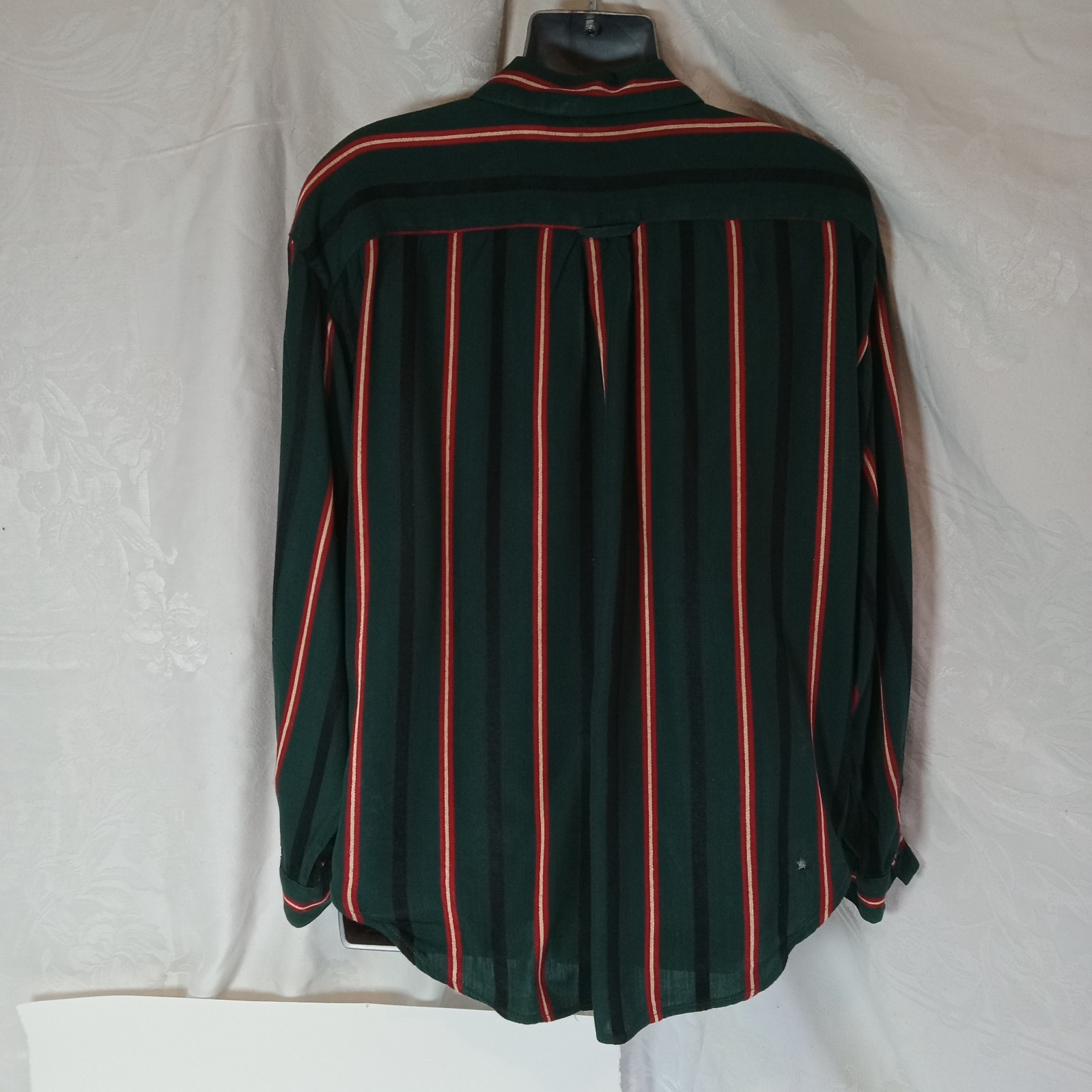 Esprit Women’s Shirt Button Down Green Red Stripe Preppy 1980s Size M Vintage