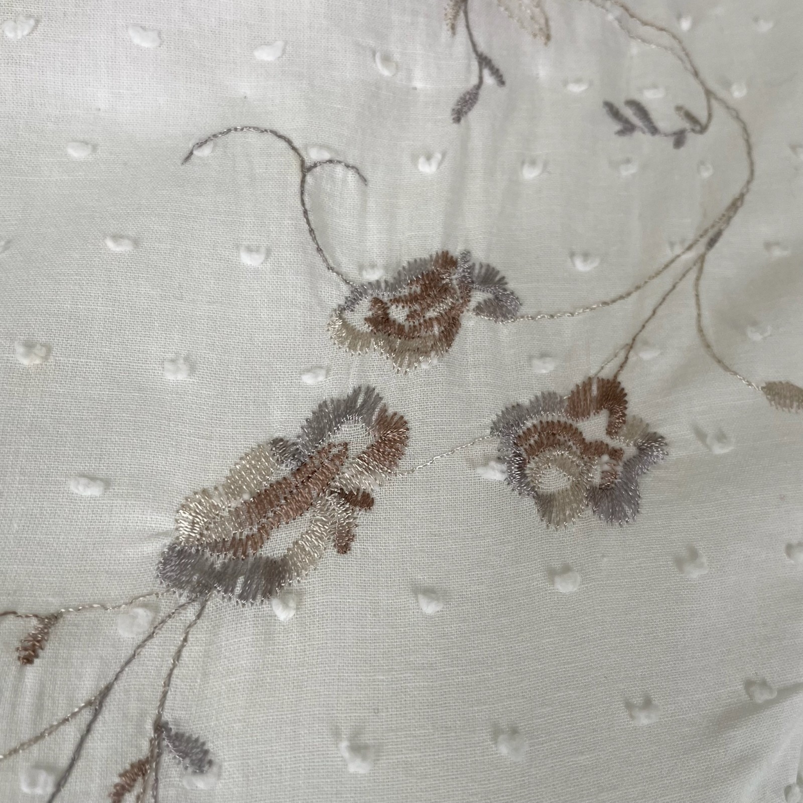 VTG 60s Tea Dress White Swiss Dot Embroidered Floral Classic Cotton Lined S/XS