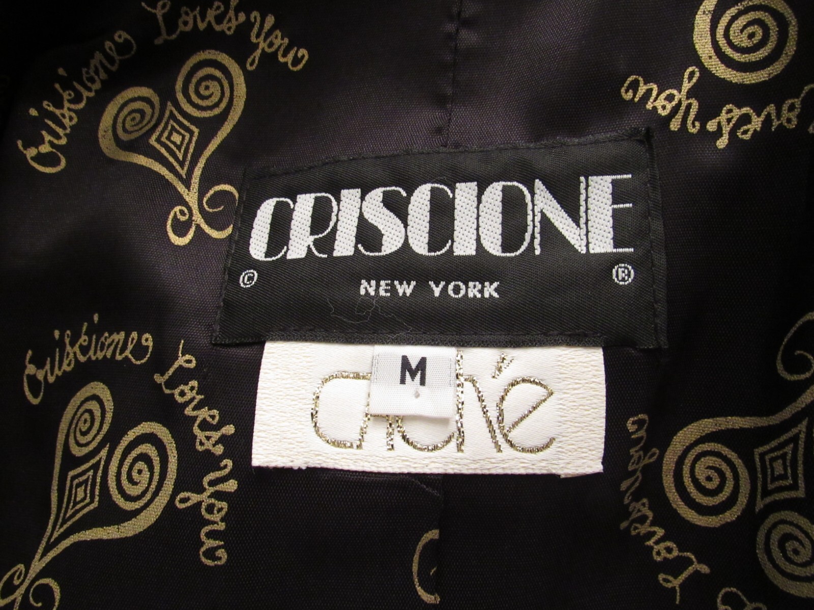 VTG 80s Criscione Cache lined blazer black multi shimmer texture plaid M