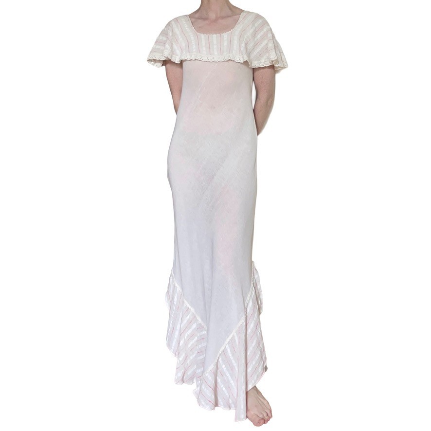 VINTAGE TRIVIA BY CHARM OF HOLLYWOOD RUFFLE BOHO PRAIRIE COUNTRY MAXI DRESS XS S