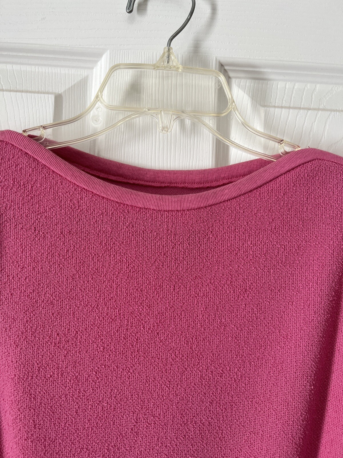 Vintage handmade Pink Boatneck Belted dress 36W, 43L, 44 Hips 70s 80s