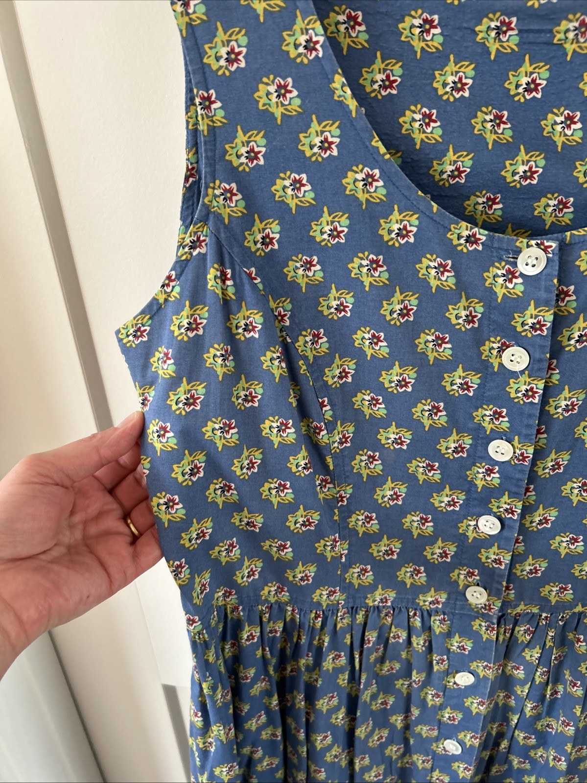Laura Ashley Cottagecore Blue Floral Maxi Dress Vintage Sz 8 / M / UK 12