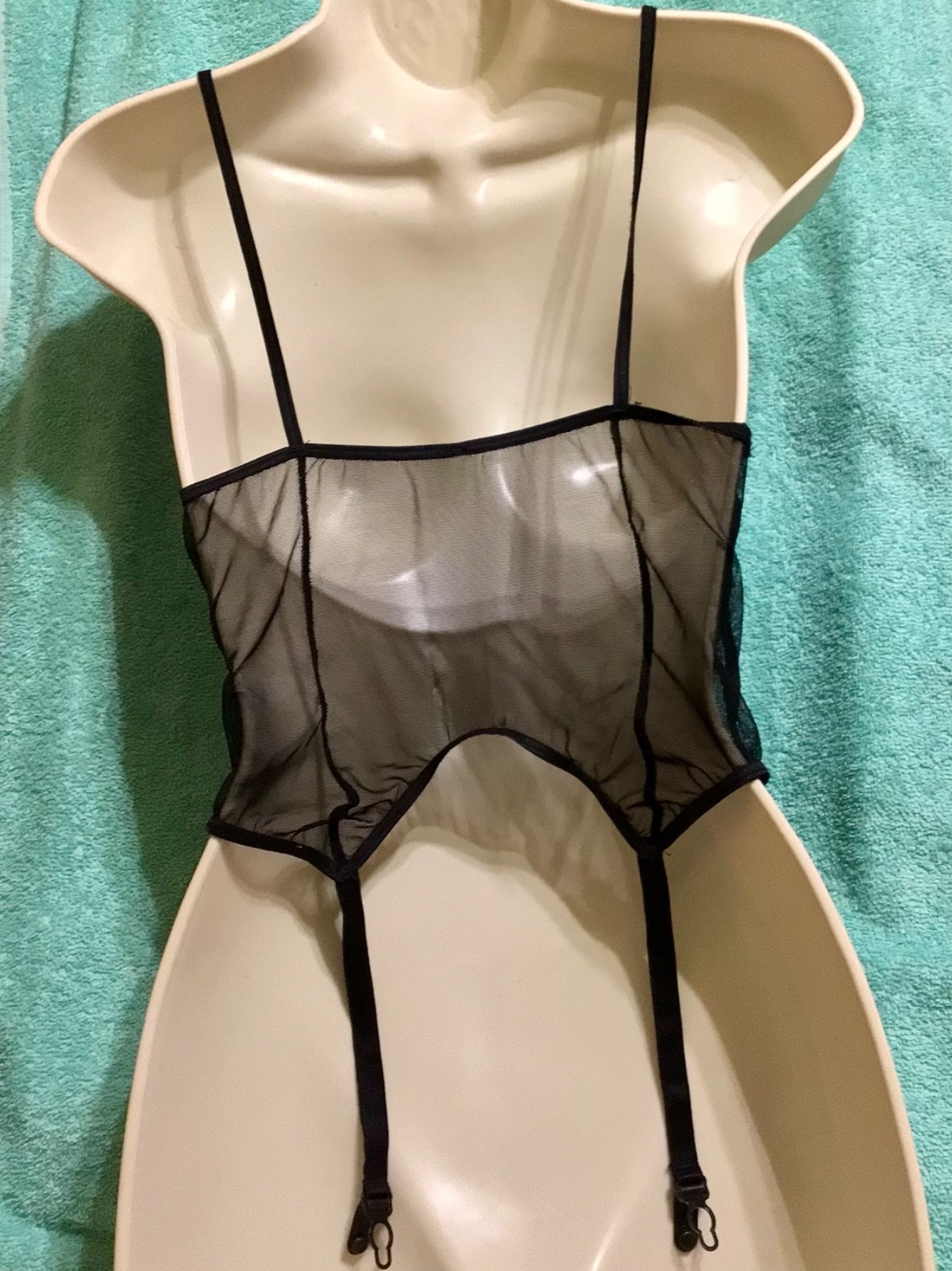 Black Lace Open Cup Merry Widow with Garters Lingerie Cami One Size 1Pc