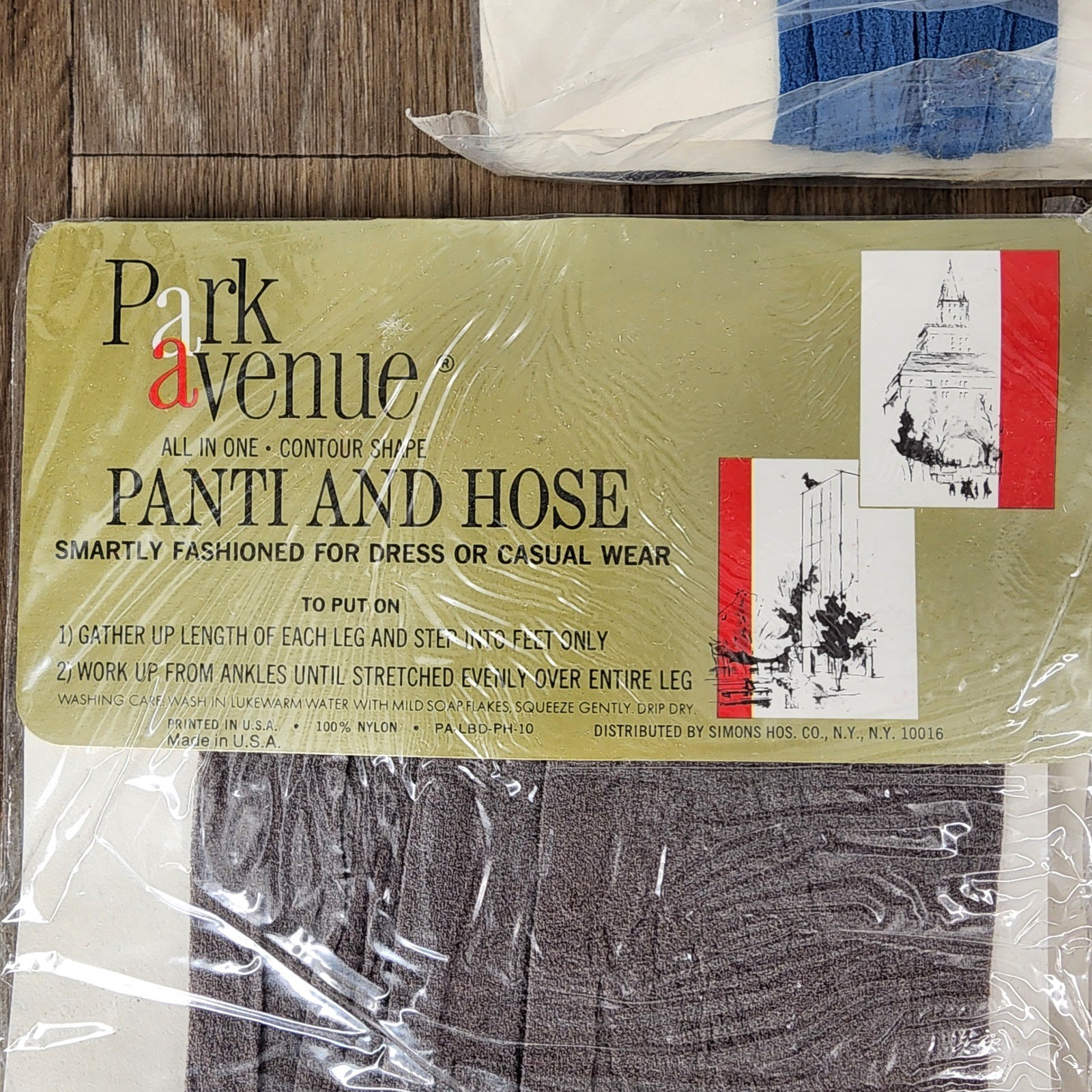 Vintage Park Avenue Pantyhose Lot 5 Prs Opaque Sheer Navy Red Grey Burgundy Bone
