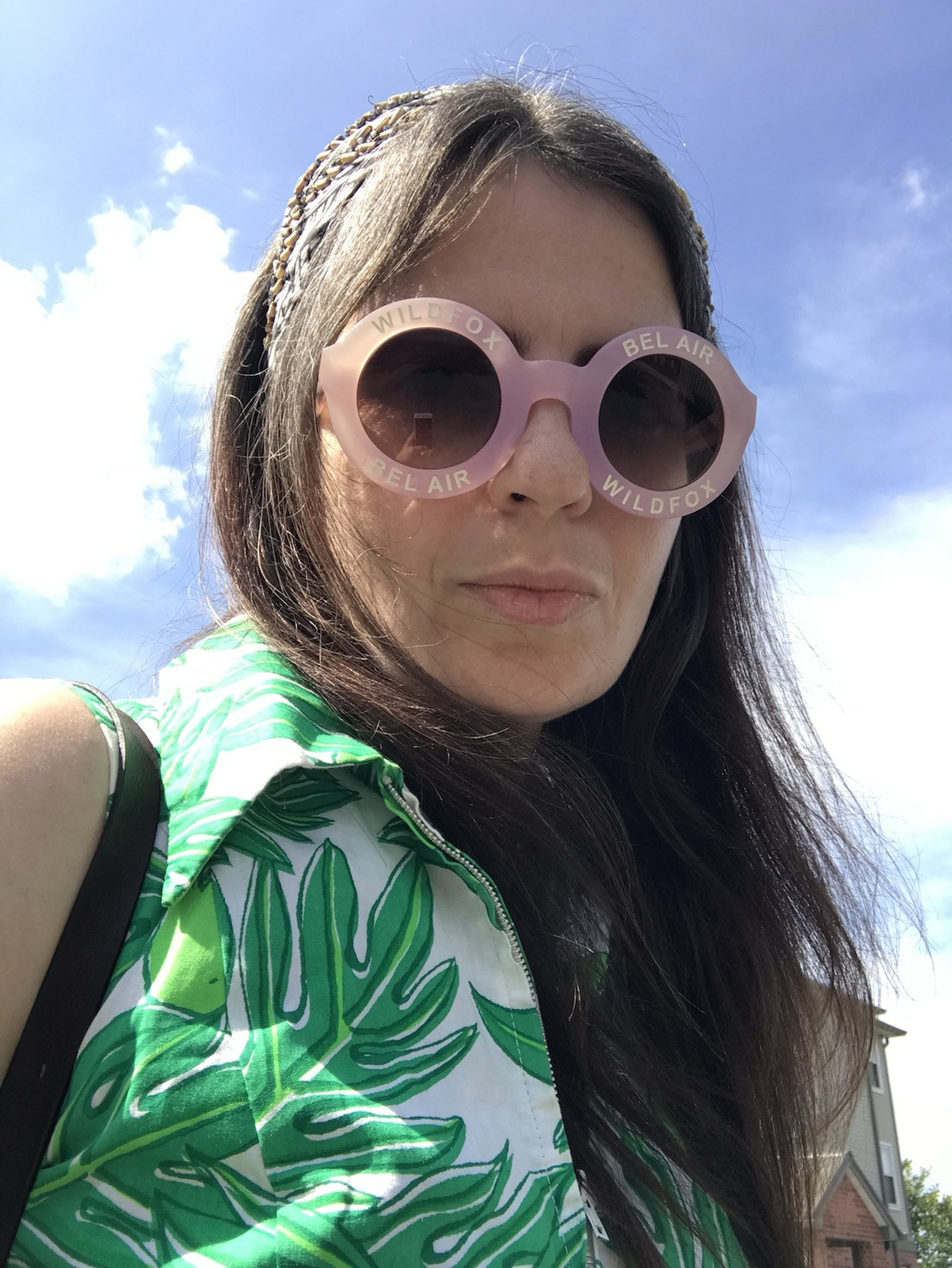 Vintage Ruth Clarage Green Palm Leaves + Lime Tunic + Hot Shorts Resort Set XS