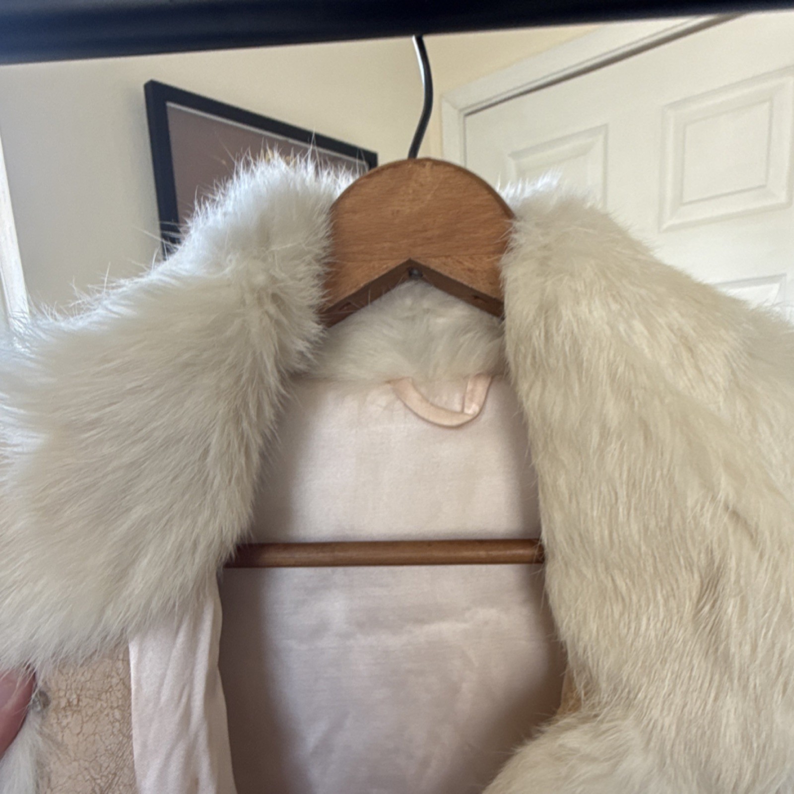 Vintage Ivory Rabbit Fur Women’s Coat with Satin Lining 100% genuine real fur