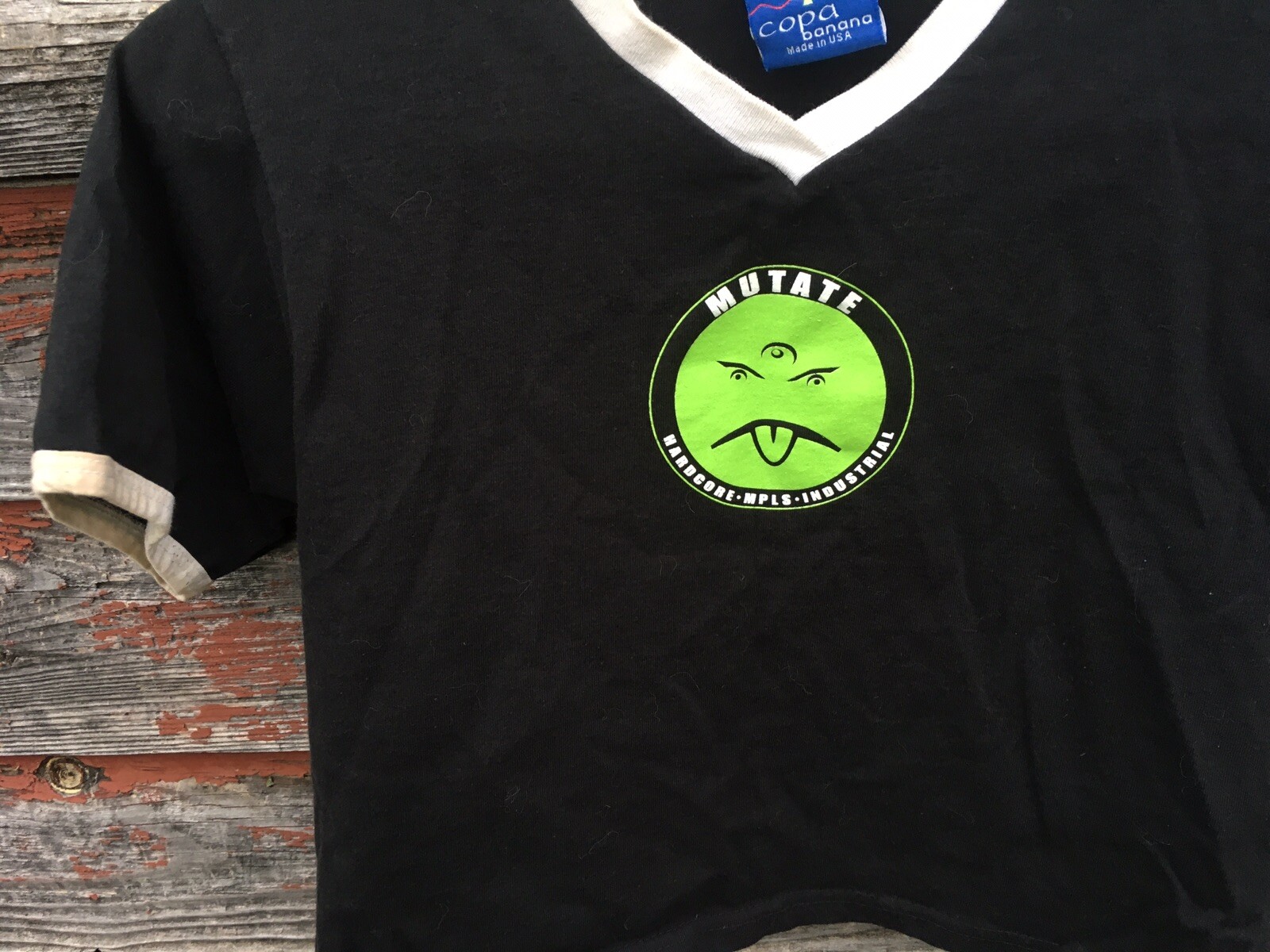 VTG 1990s MUTATE T-Shirt Crop Top Hardcore Mpls Industrial Mr YUK I F*** Your BF