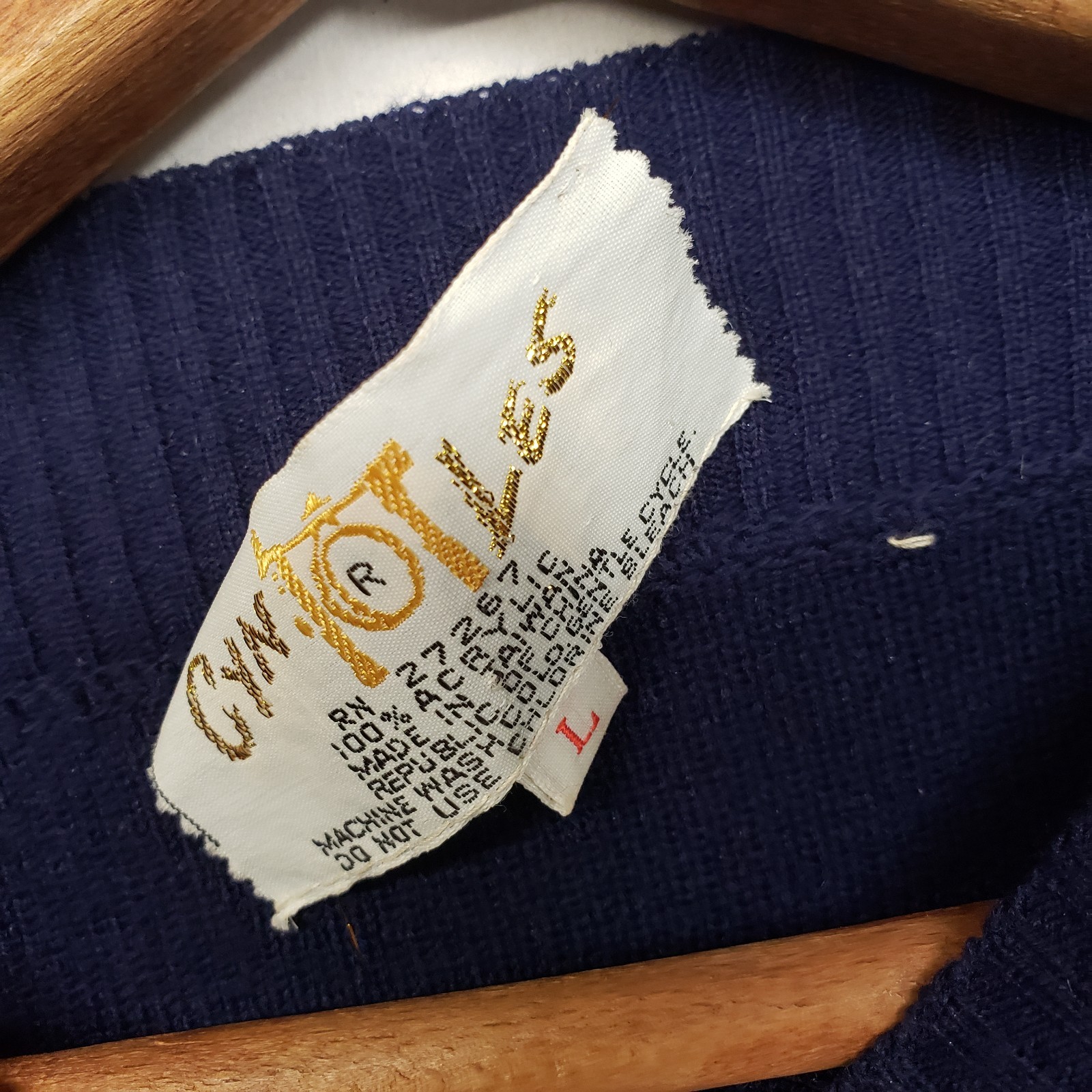 Vintage Cyn Les Shirlee Sweater Womens Size L Blue Retro 1970s Embroidered Frogs