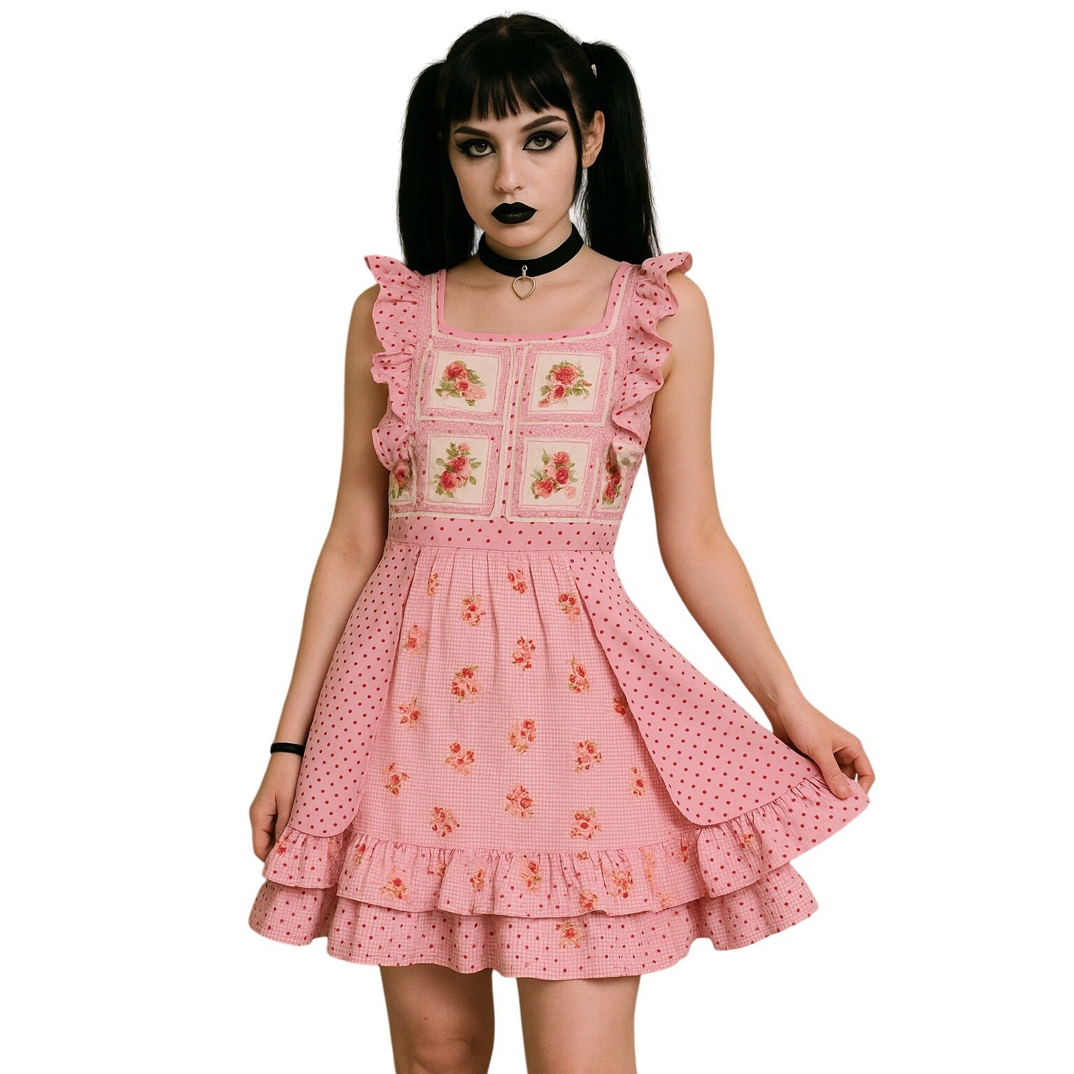 STRAWBERRY SHORTCAKE VINTAGE handmade apron cottagecore kawaii dress pink