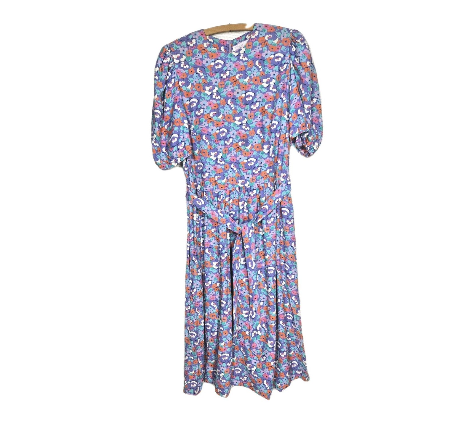 Vintage 1990s Pastel Dress wBelt Belle France Rayon 12 Large Jane Schaffhausen