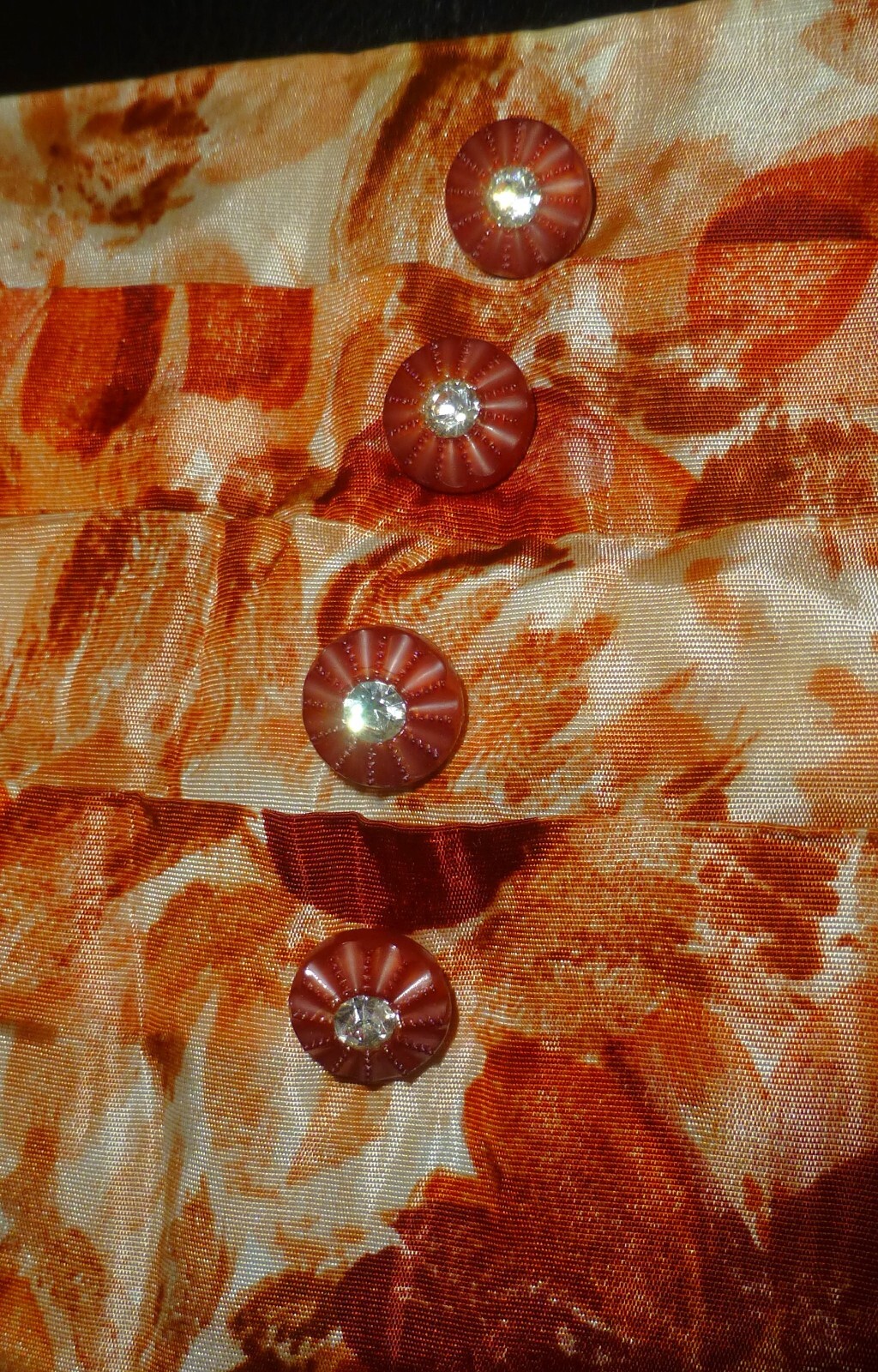 Vtg 50s 60s Watercolor Floral Print satin Princess Seam Wide Skirt DRESS M